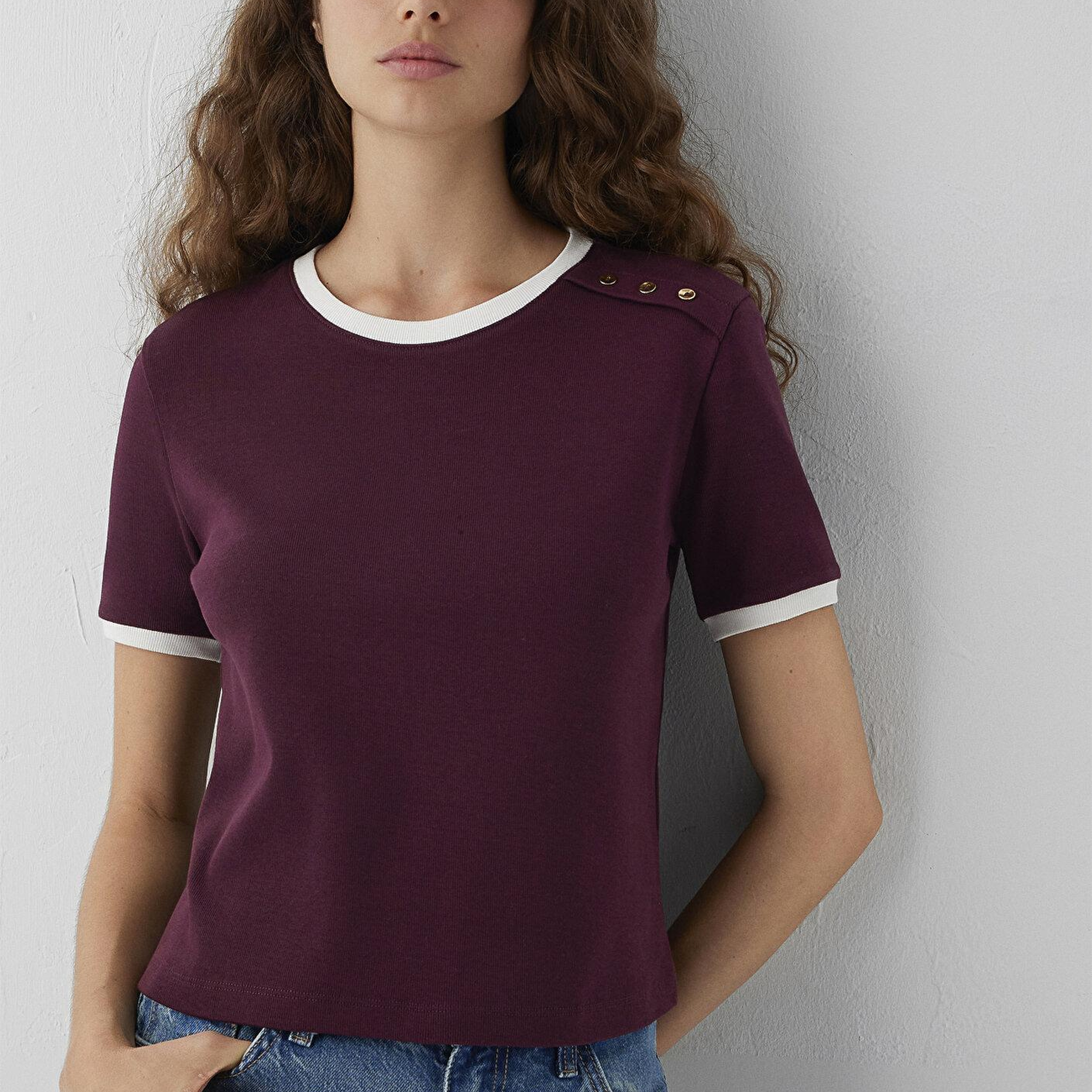 Mavi Bordo Tişört Regular Fit / Normal Kesim 1614124-87830