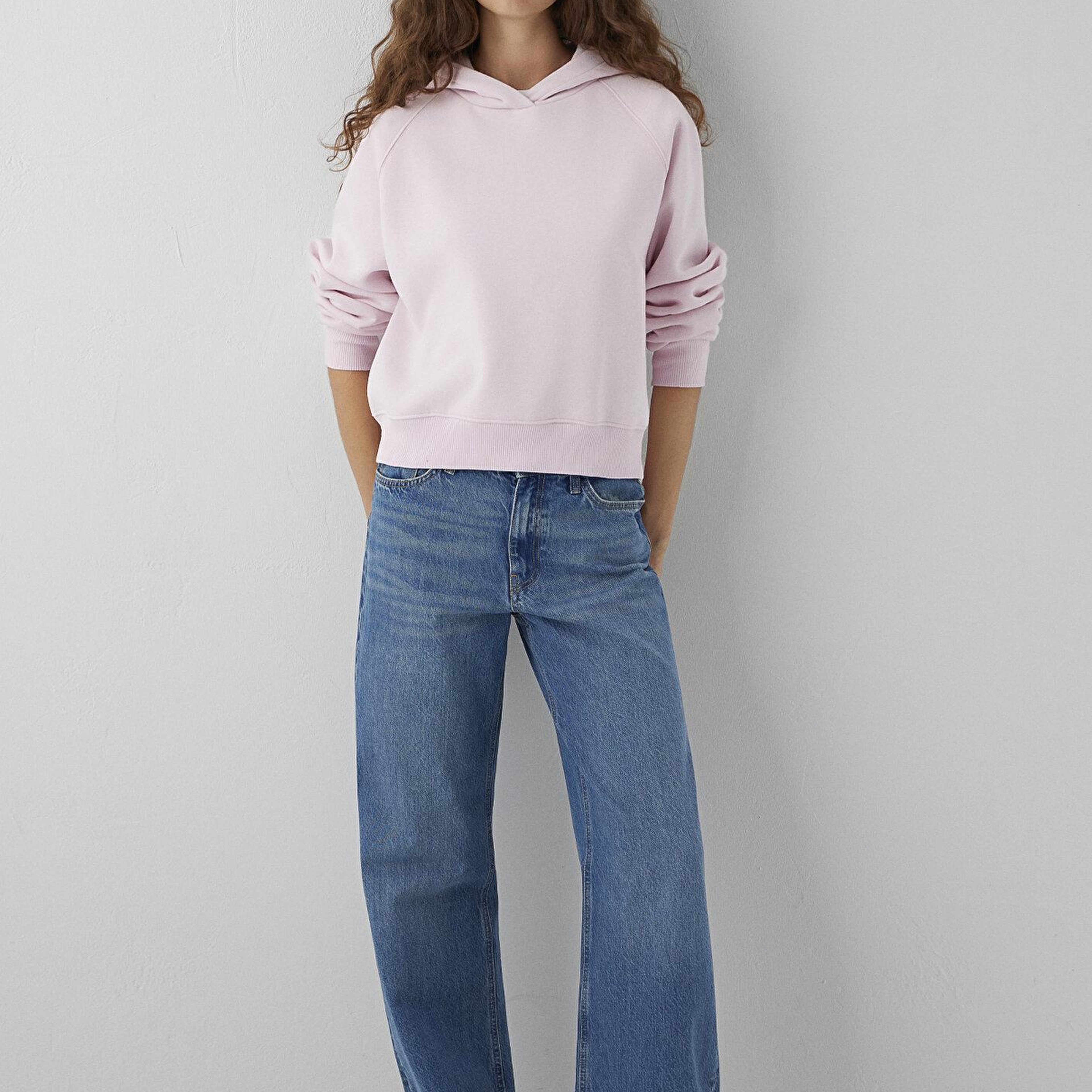 Mavi Kapüşonlu Pembe Sweatshirt 1S10577-71006