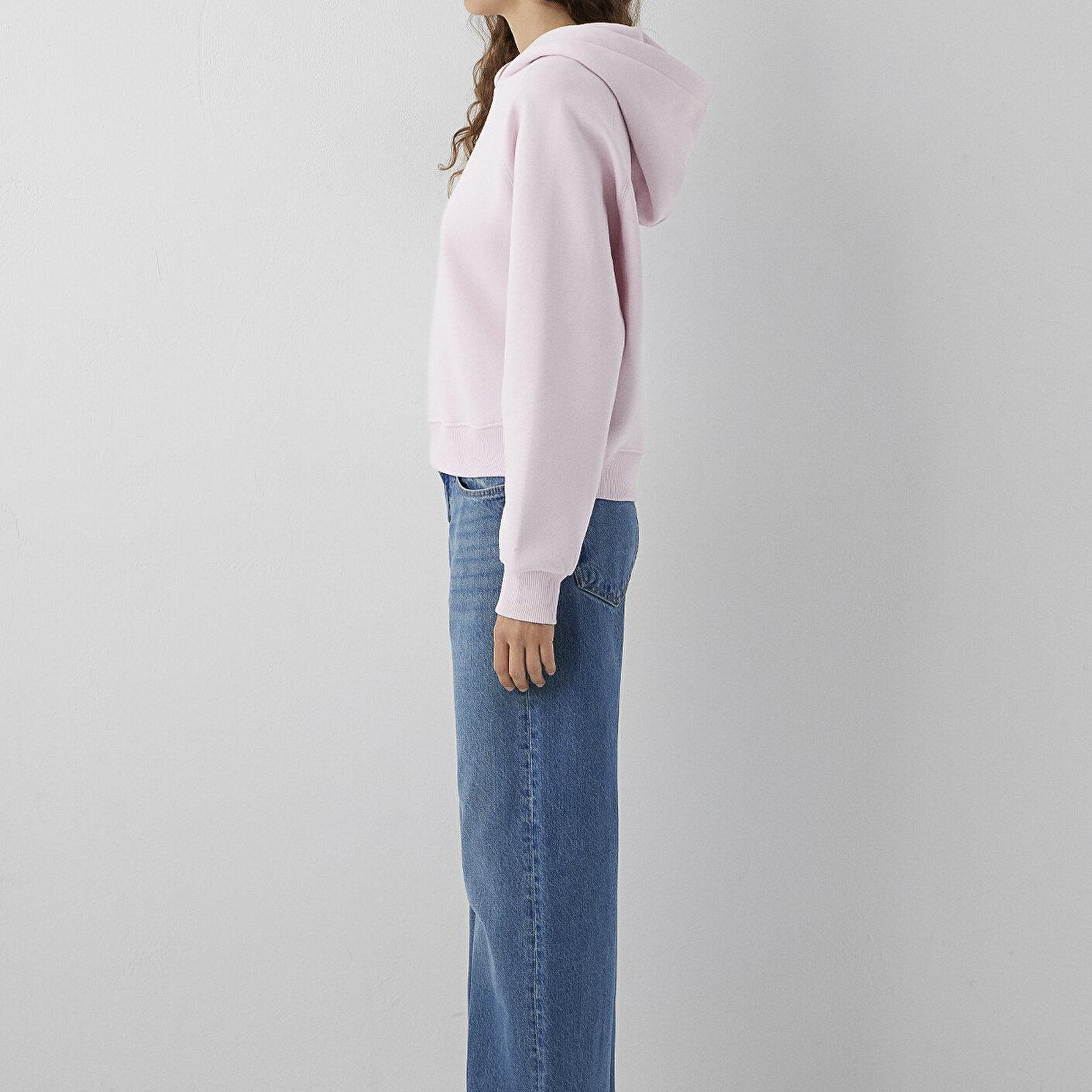 Mavi Kapüşonlu Pembe Sweatshirt 1S10577-71006