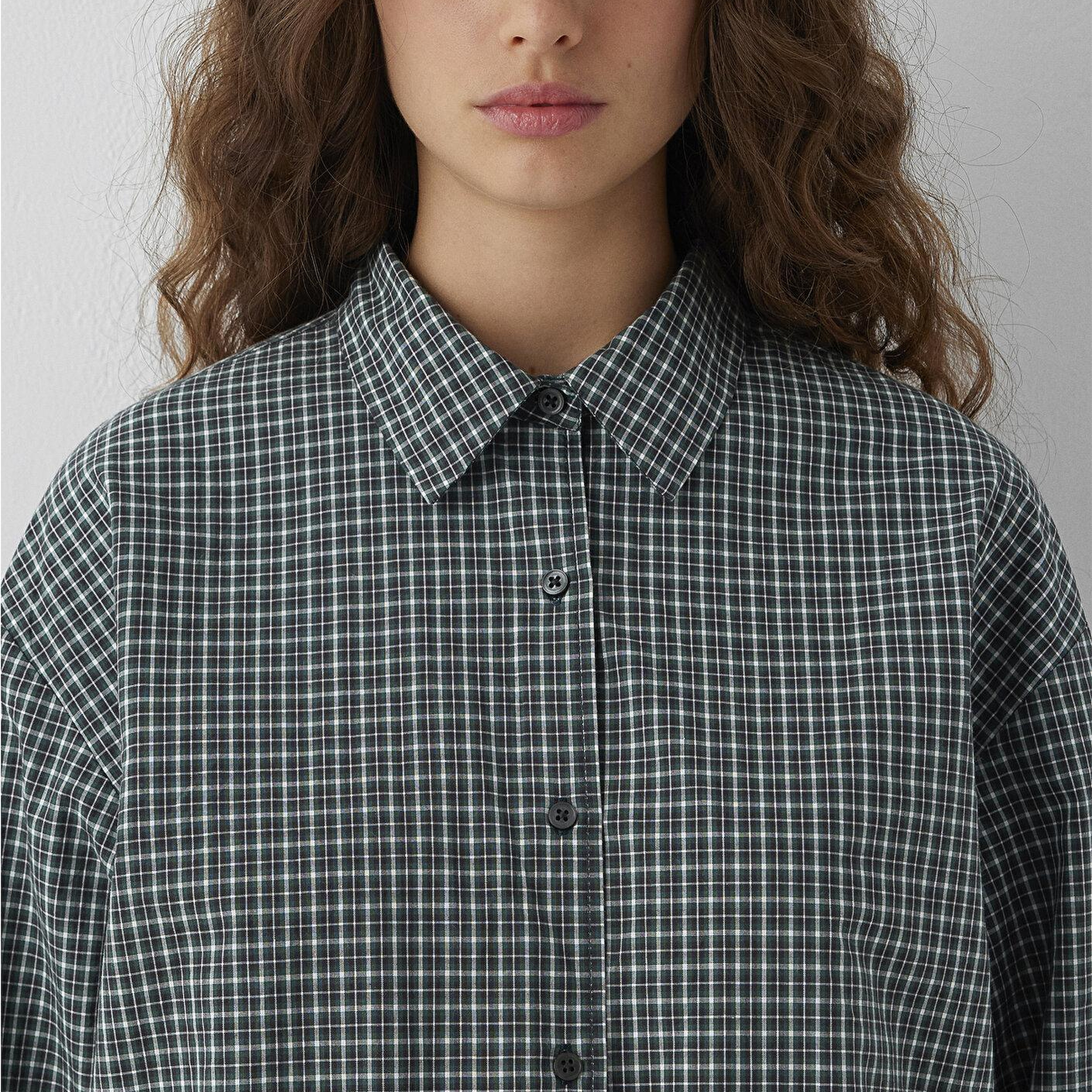 Mavi Kareli Gömlek Loose Fit / Bol Rahat Kesim 1211565-83714