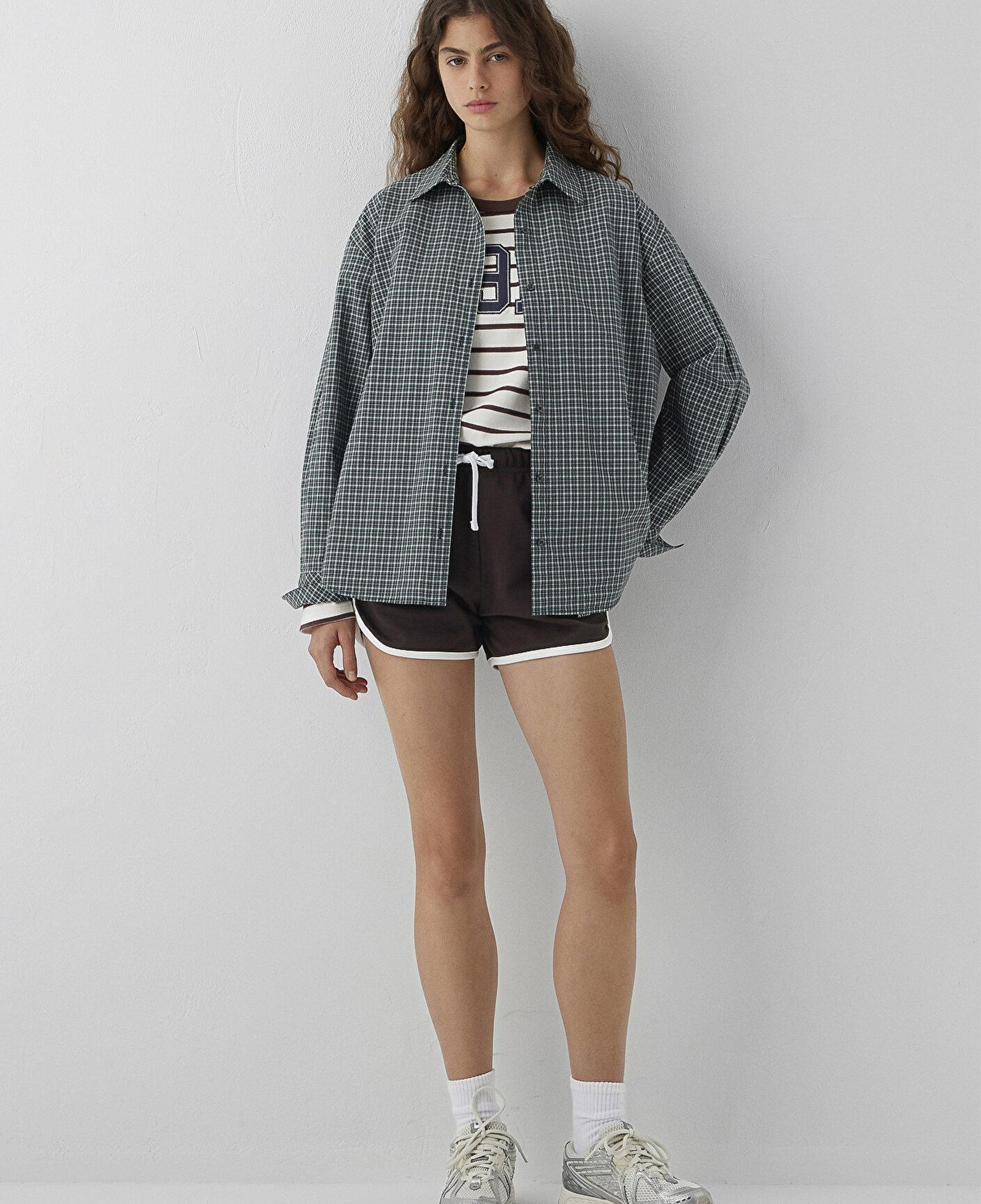 Mavi Kareli Gömlek Loose Fit / Bol Rahat Kesim 1211565-83714