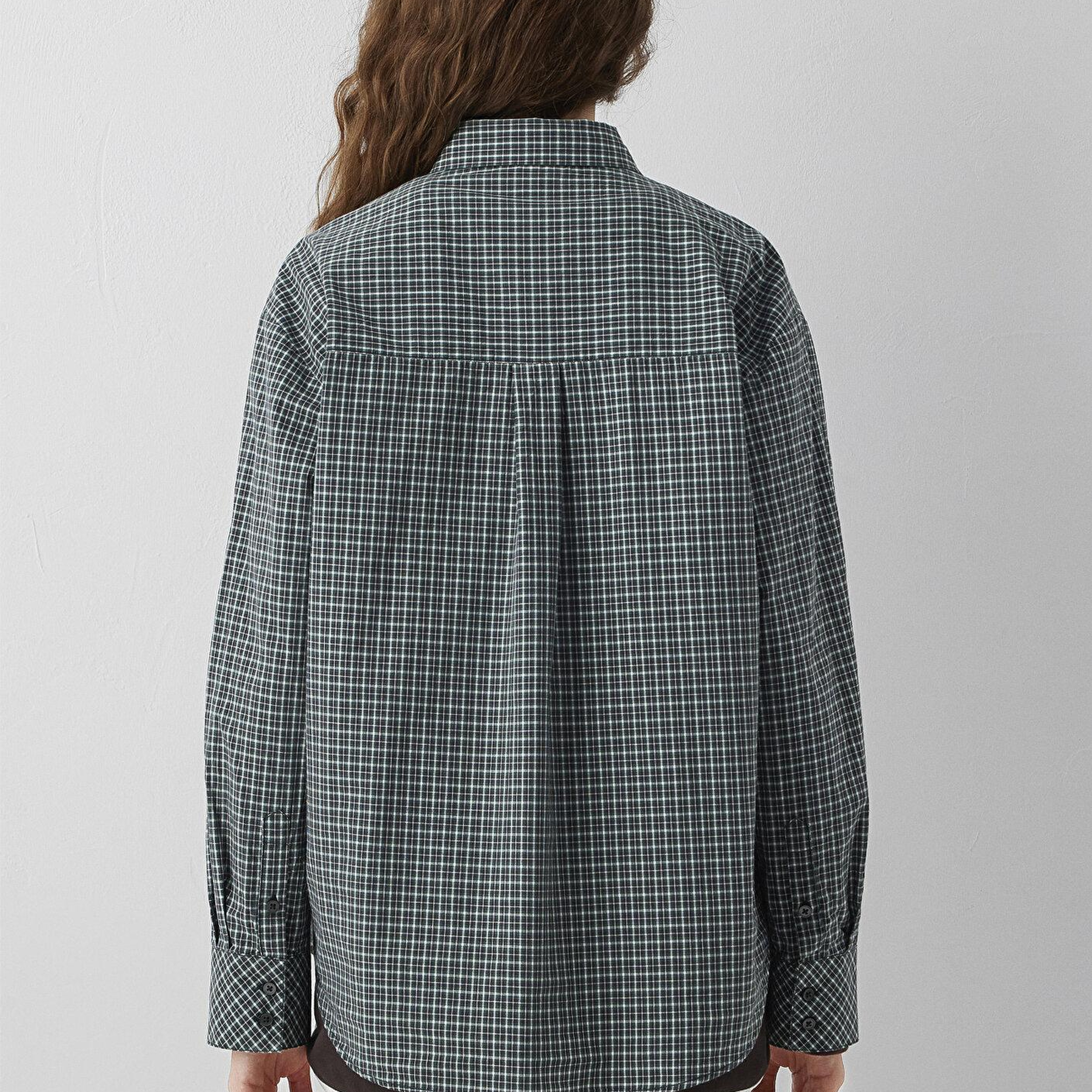 Mavi Kareli Gömlek Loose Fit / Bol Rahat Kesim 1211565-83714