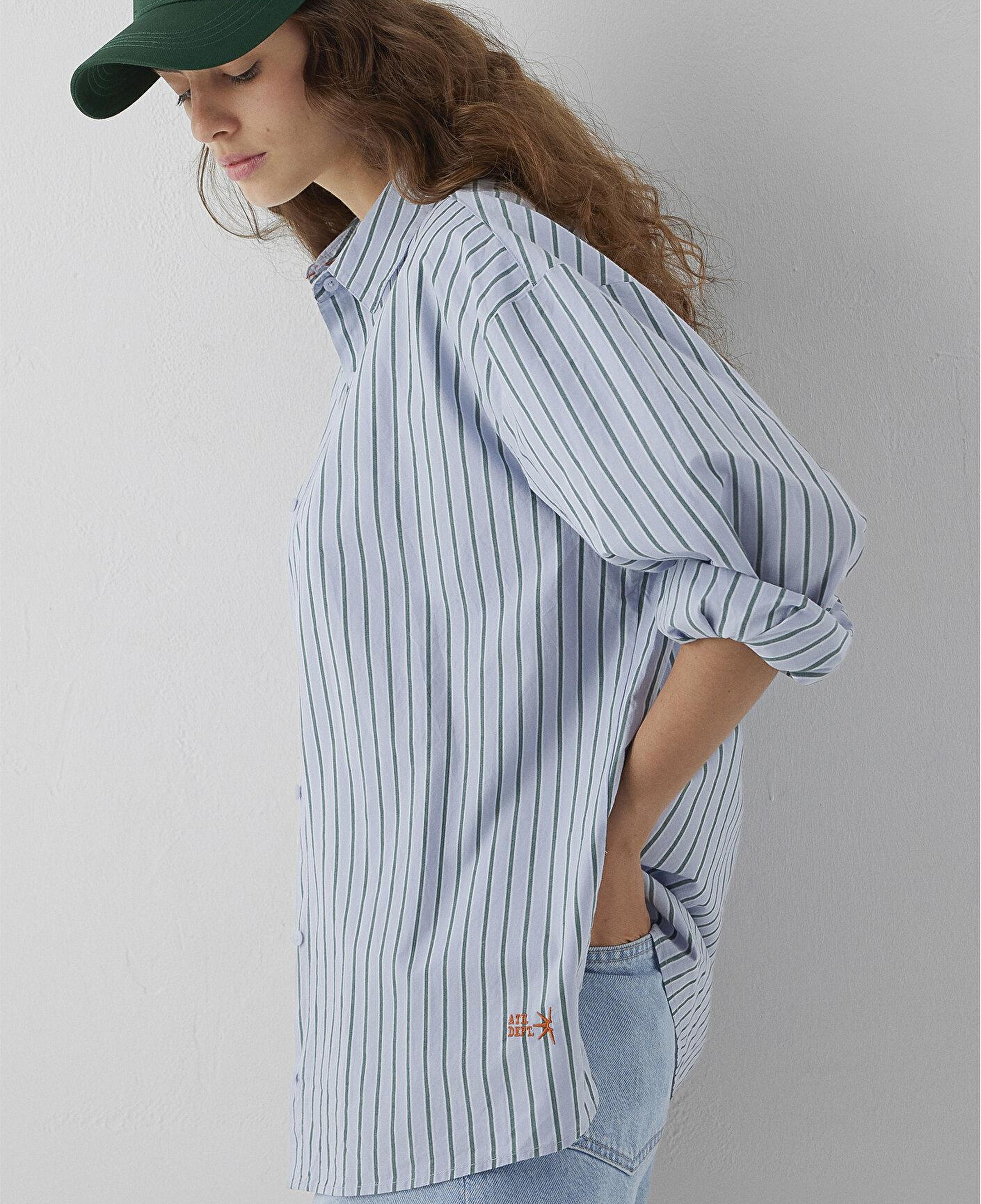 Mavi Çizgili Gömlek Oversize / Geniş Kesim 1211567-84005