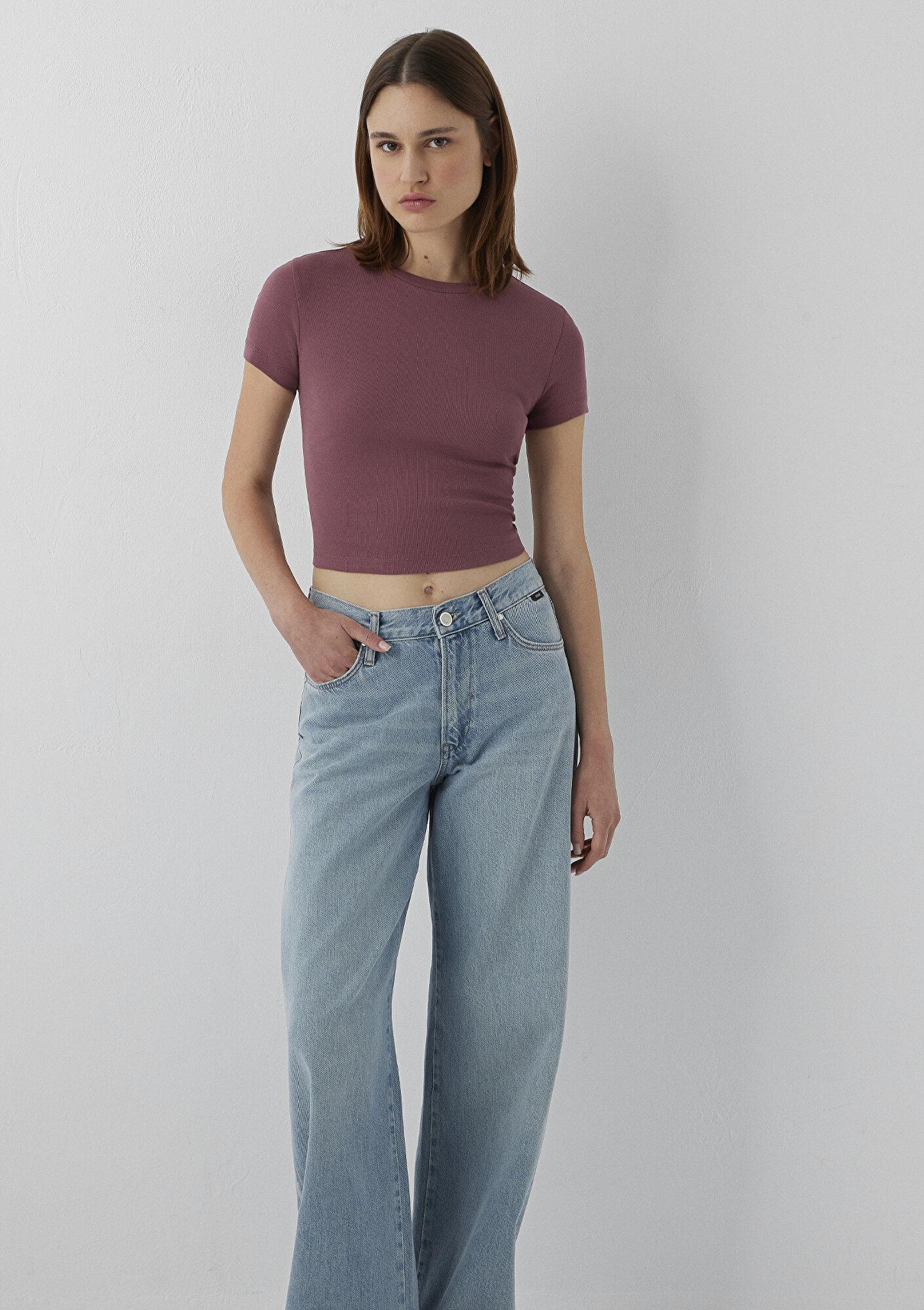 Mavi Pembe Basic Tişört Crop / Kısa Kesim 1600814-70959