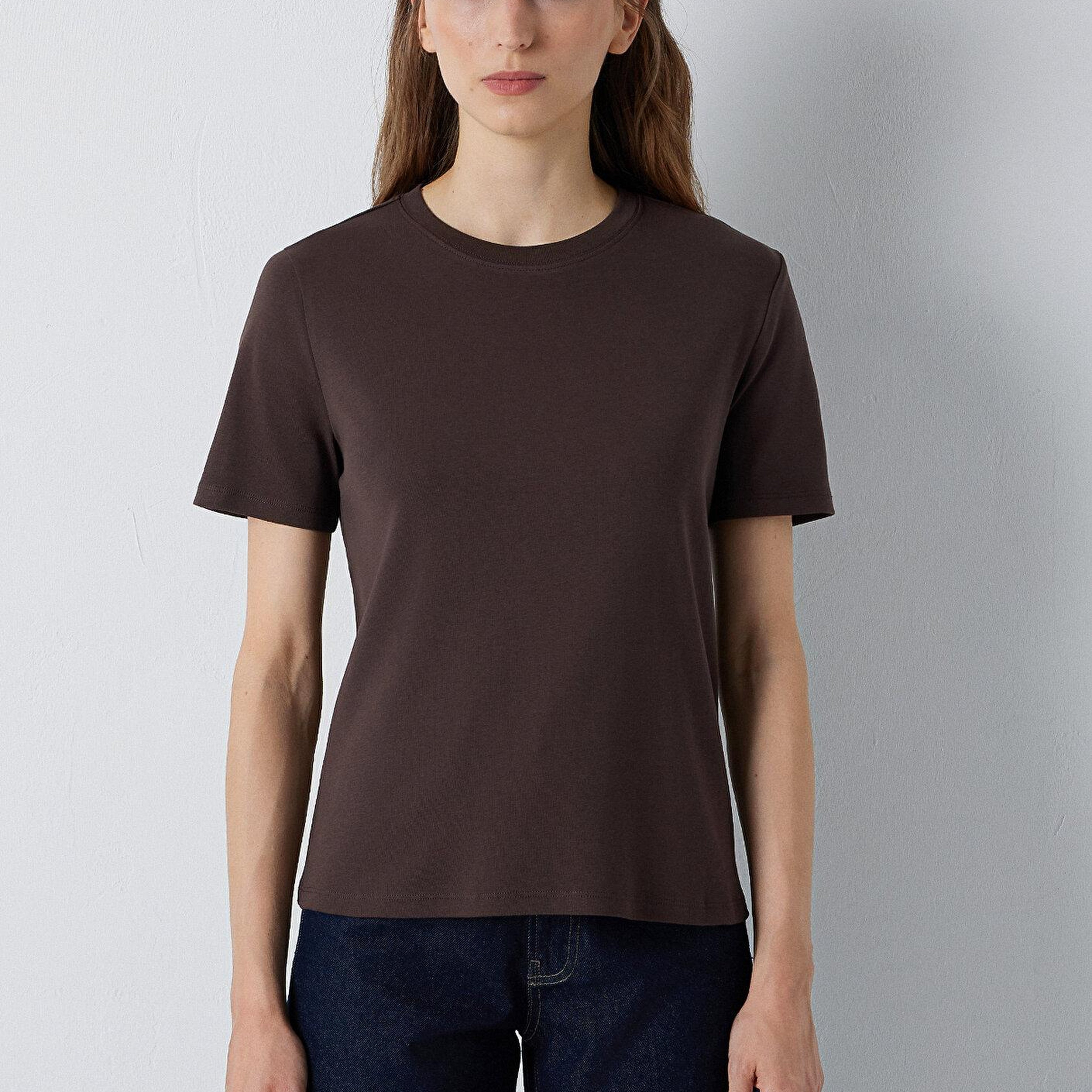 Mavi Kahverengi Basic Tişört Semi Slim Fit / Yarı Dar Kesim 1612916-70251