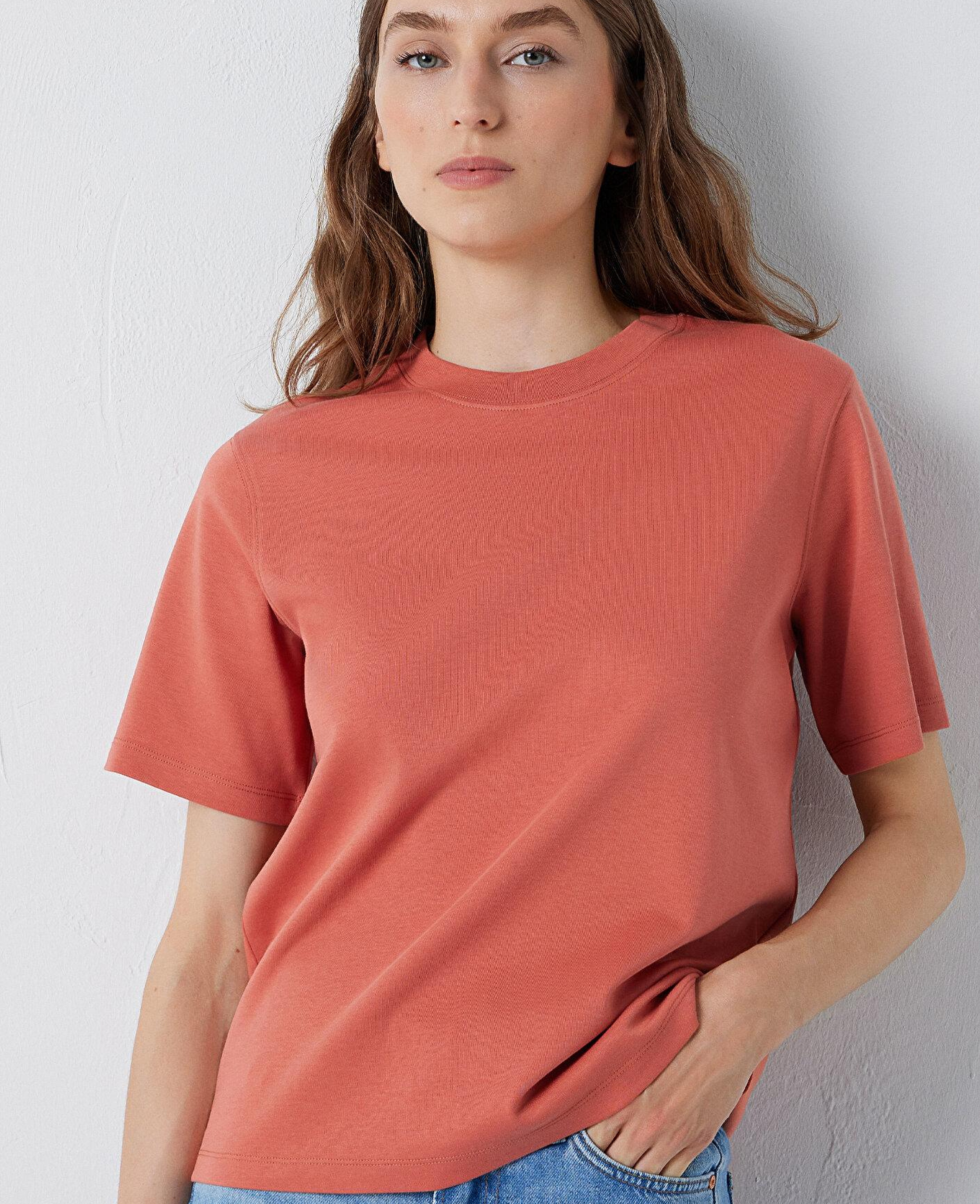 Mavi Kırmızı Basic Tişört Loose Fit / Bol Rahat Kesim 1613820-70444