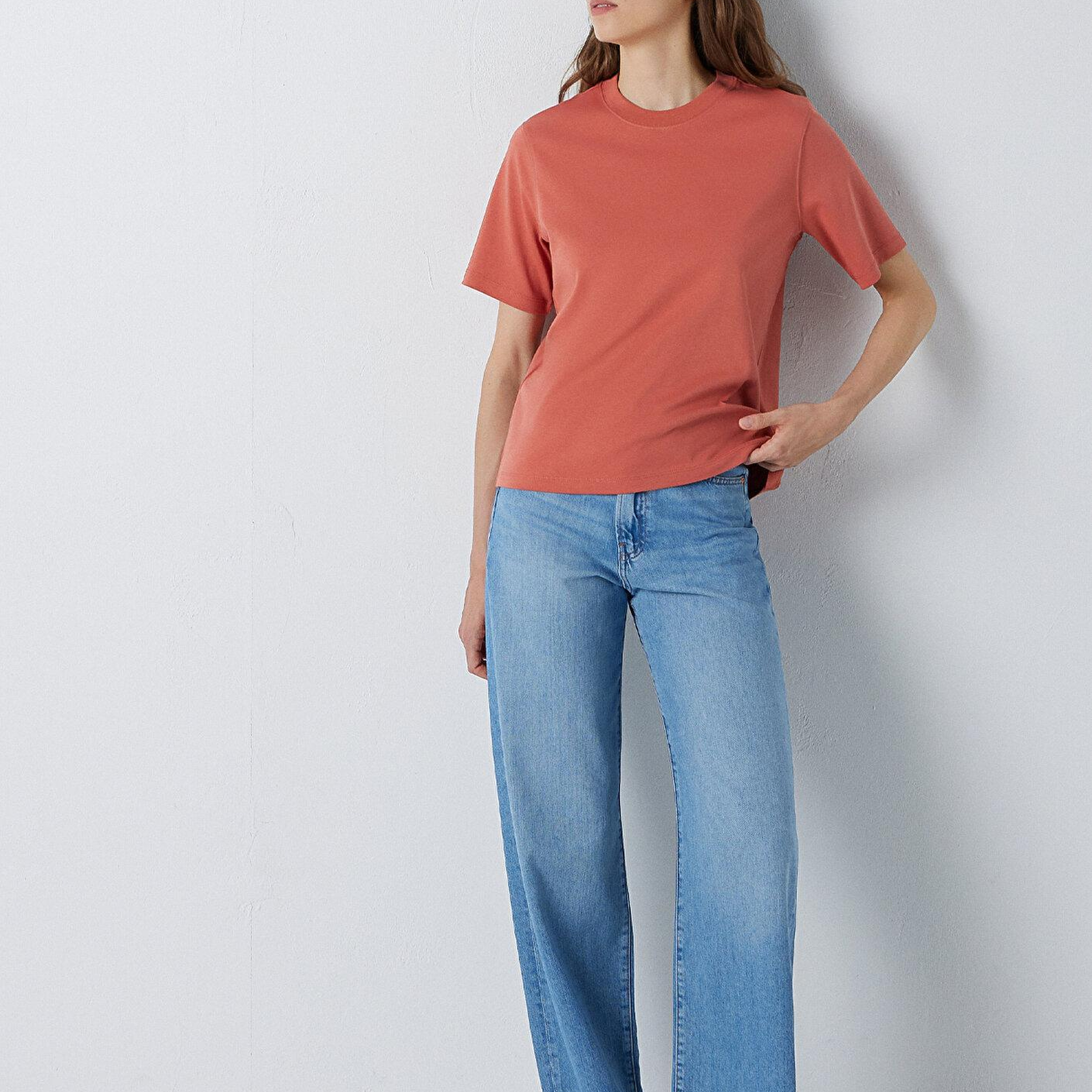 Mavi Kırmızı Basic Tişört Loose Fit / Bol Rahat Kesim 1613820-70444