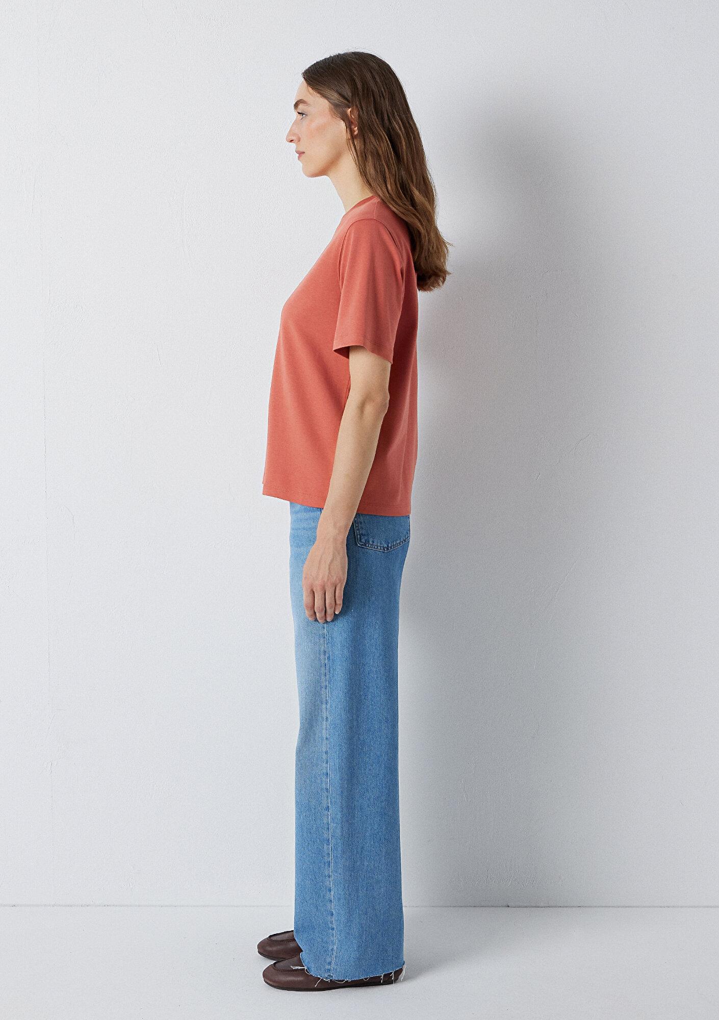 Mavi Kırmızı Basic Tişört Loose Fit / Bol Rahat Kesim 1613820-70444