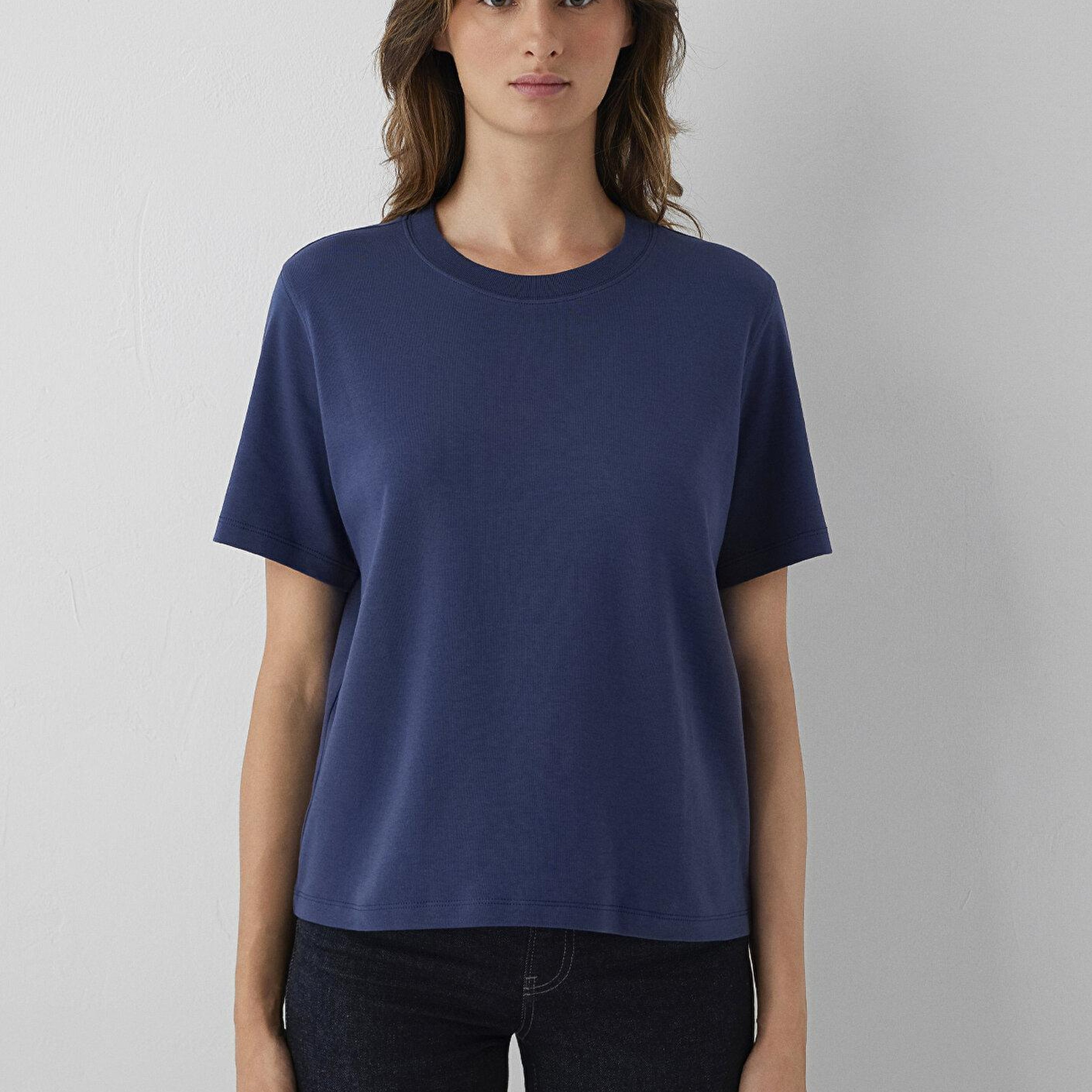 Mavi Lacivert Basic Tişört Loose Fit / Bol Rahat Kesim 1613820-70487