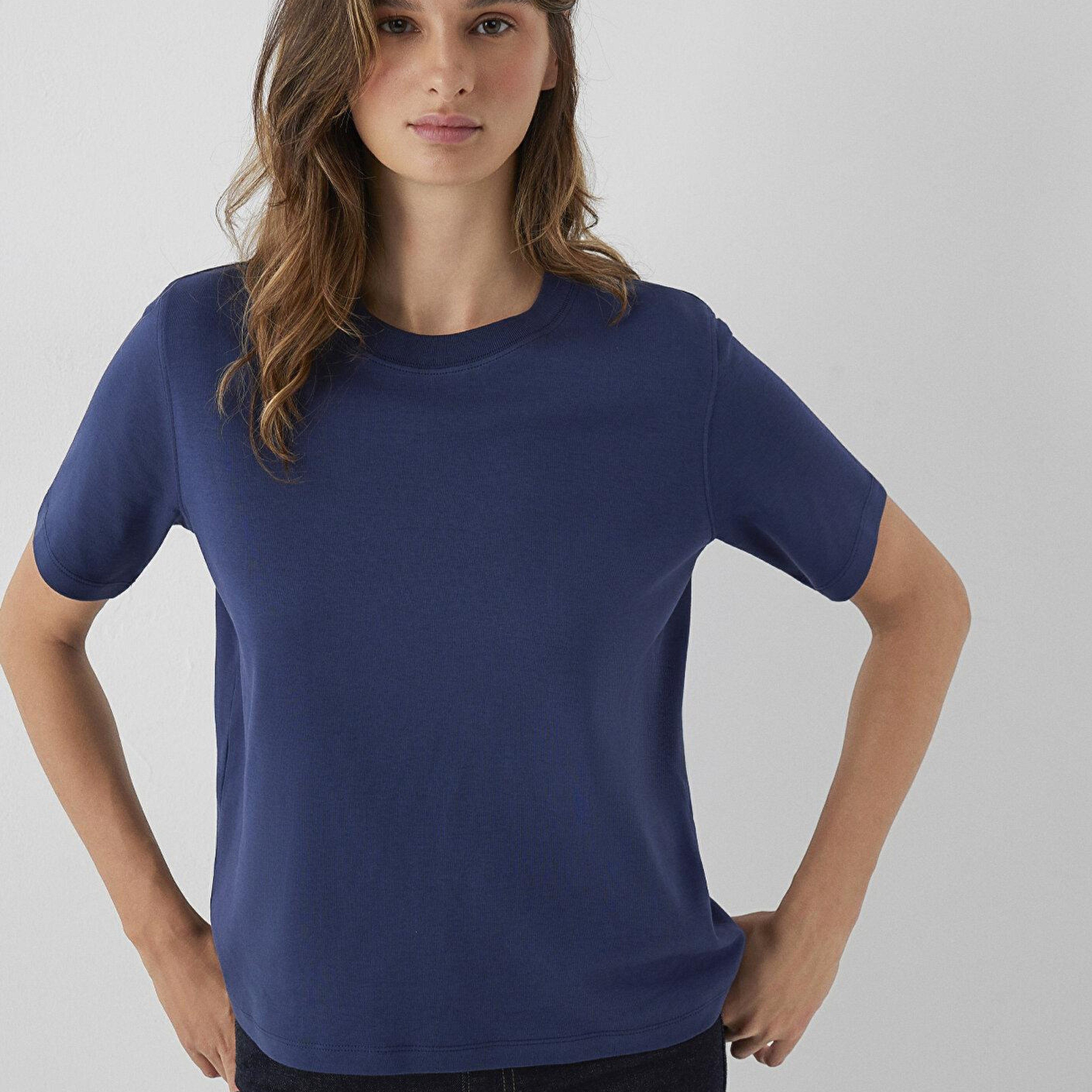 Mavi Lacivert Basic Tişört Loose Fit / Bol Rahat Kesim 1613820-70487