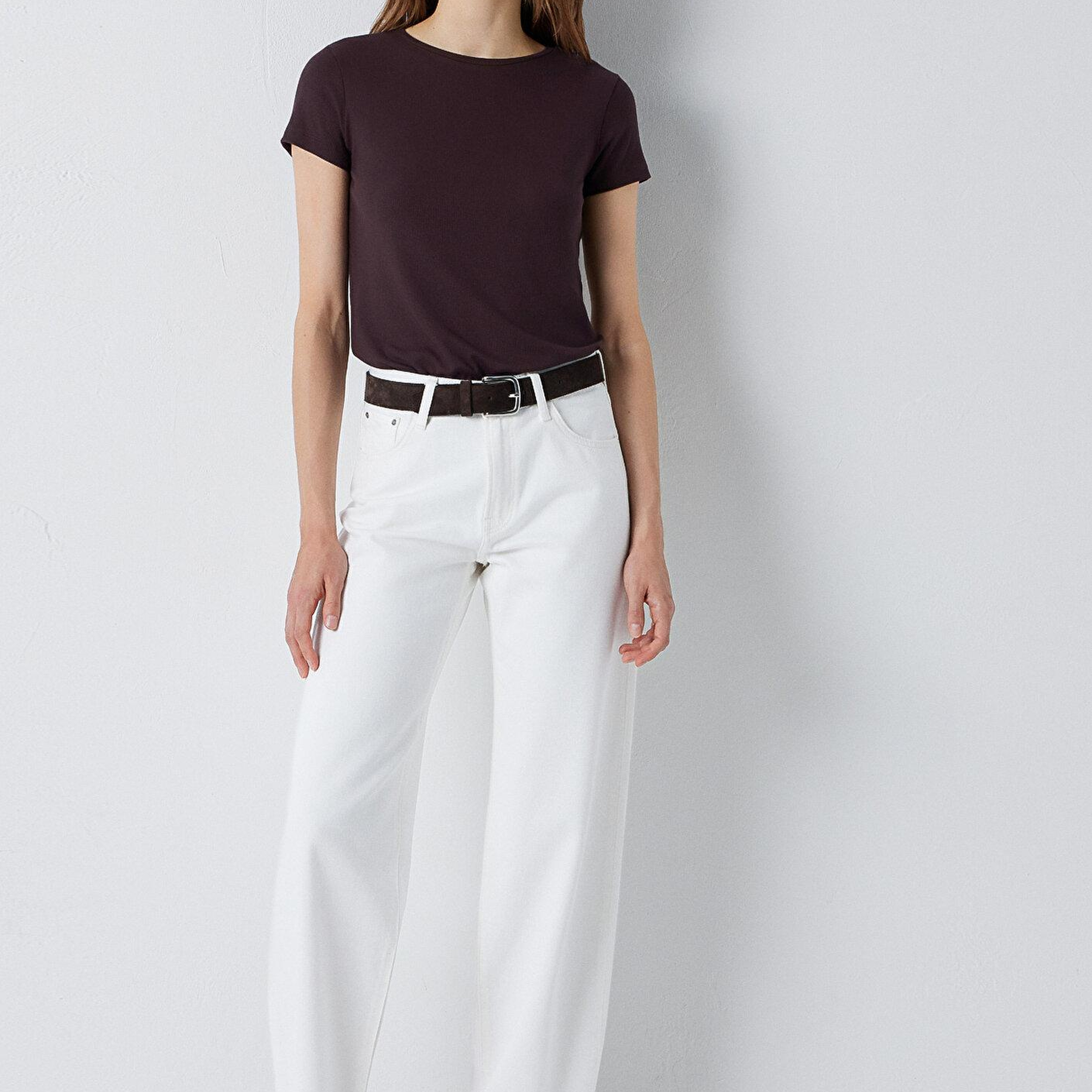 Mavi Kahverengi Basic Tişört Slim Fit / Dar Kesim 1612904-90704