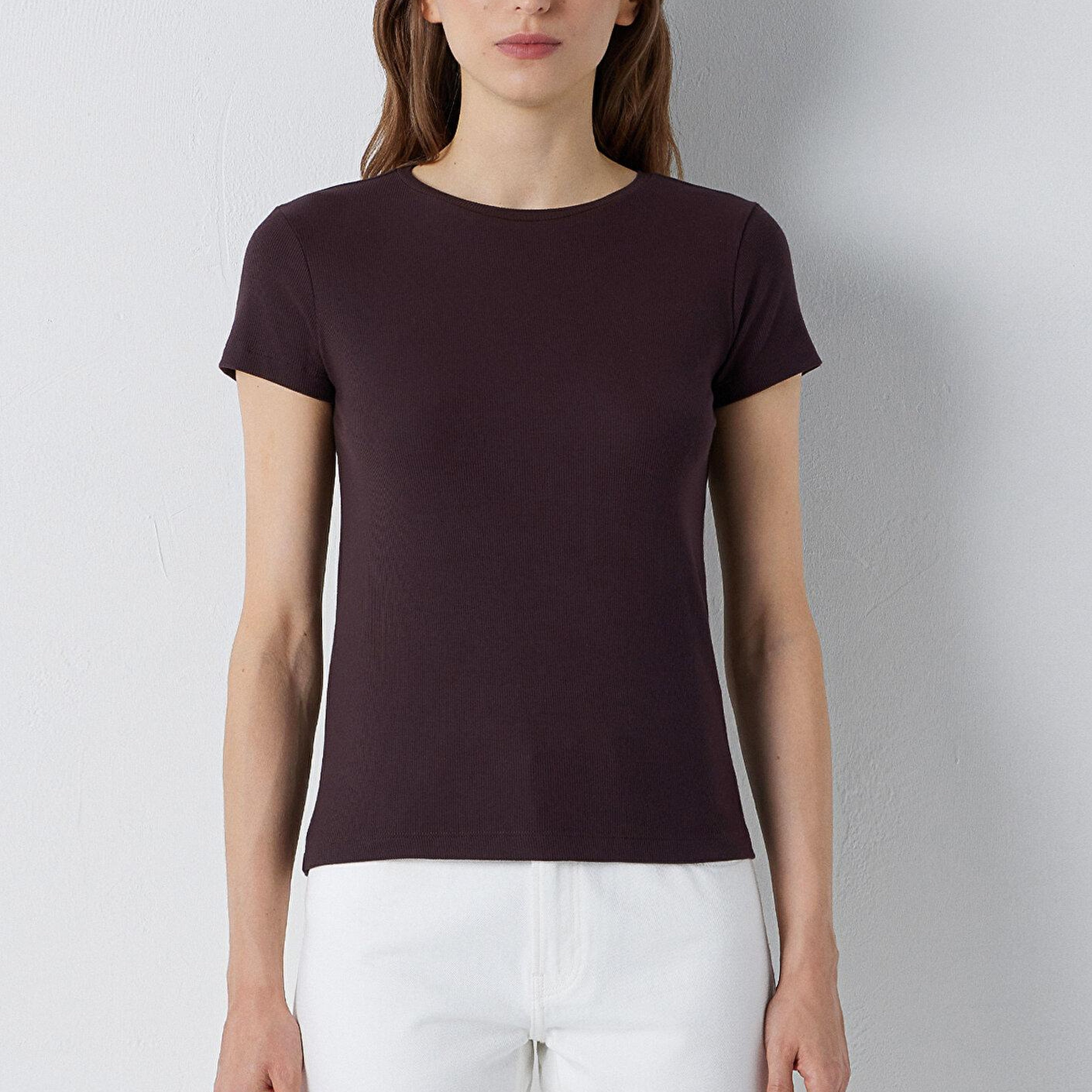 Mavi Kahverengi Basic Tişört Slim Fit / Dar Kesim 1612904-90704