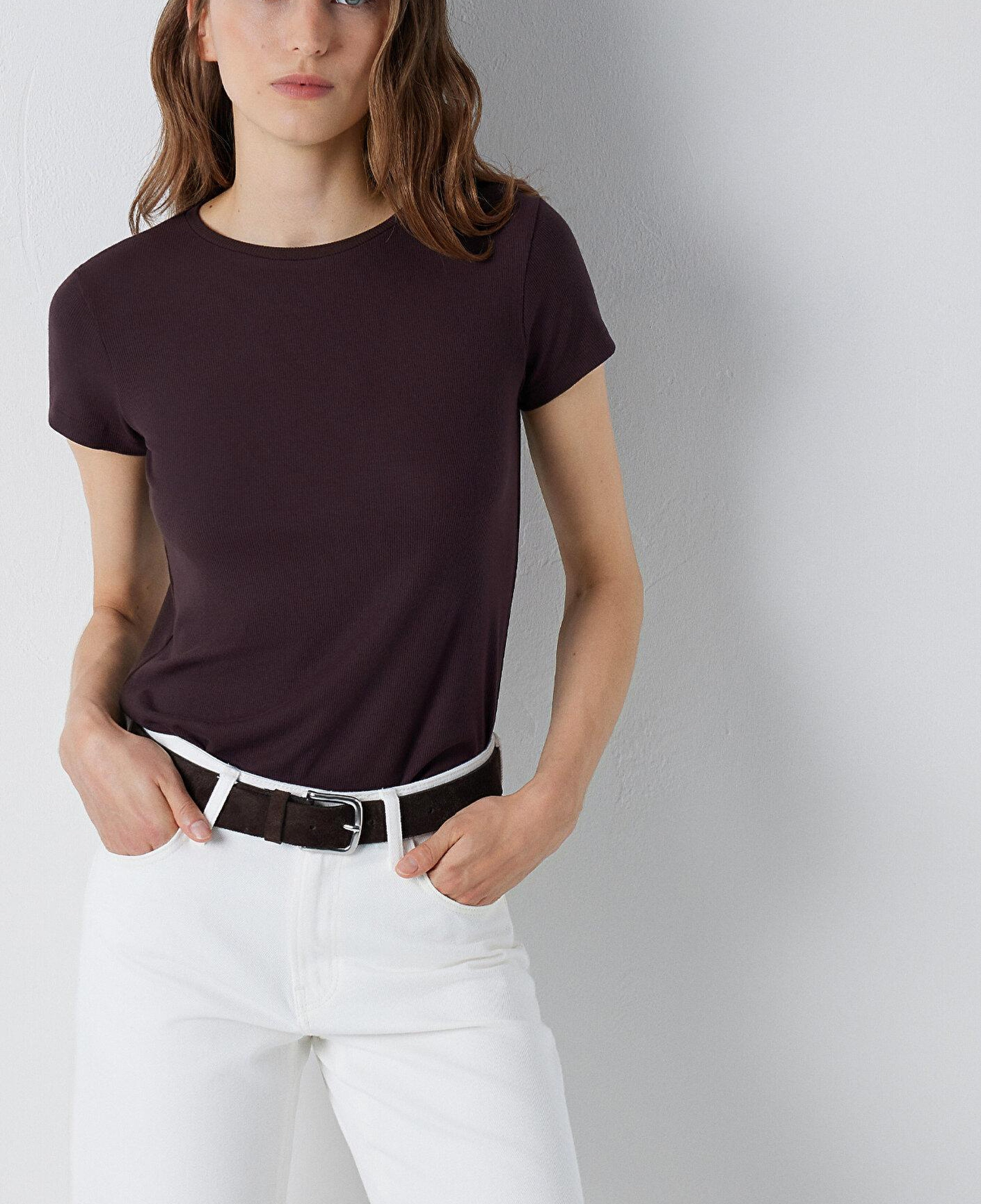 Mavi Kahverengi Basic Tişört Slim Fit / Dar Kesim 1612904-90704