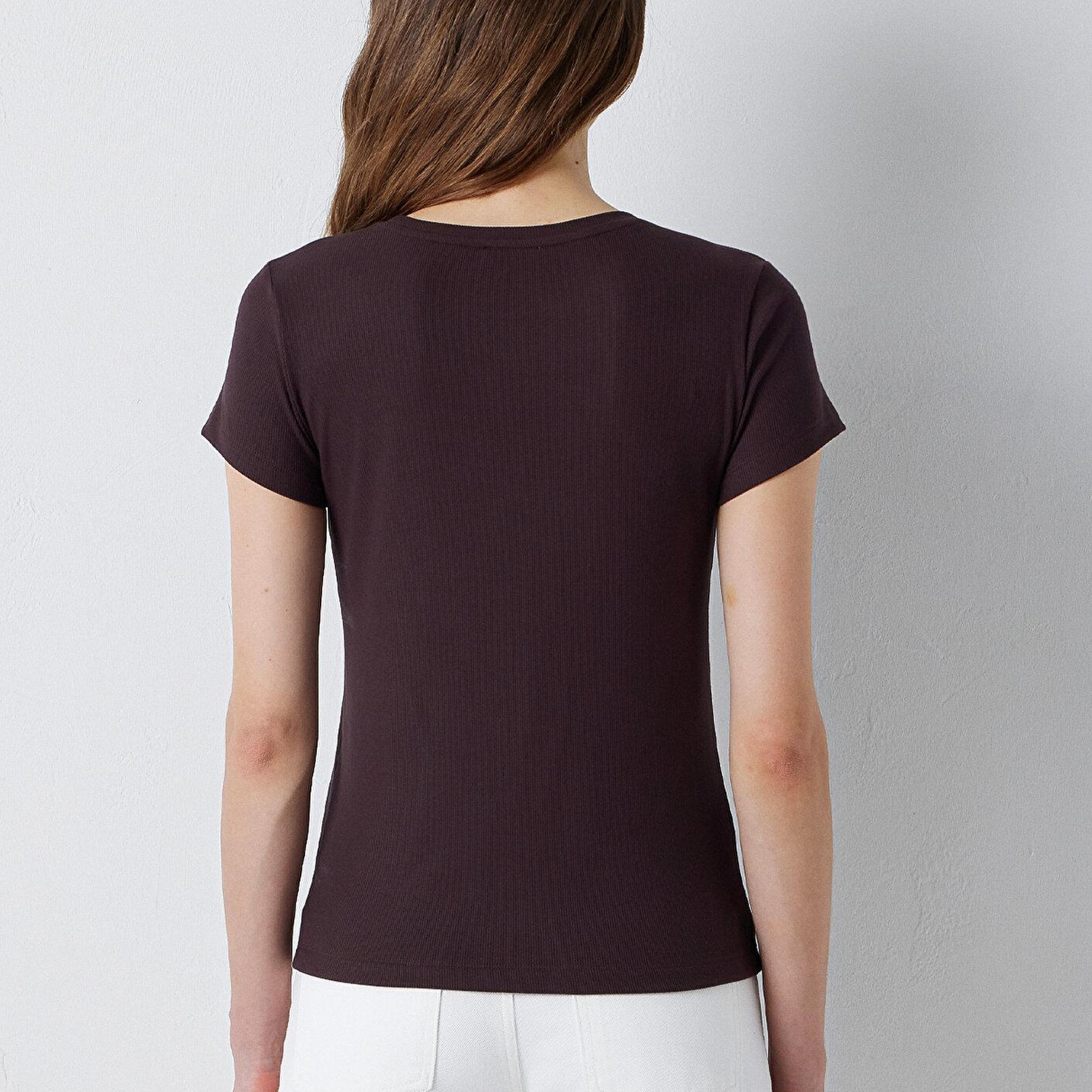 Mavi Kahverengi Basic Tişört Slim Fit / Dar Kesim 1612904-90704