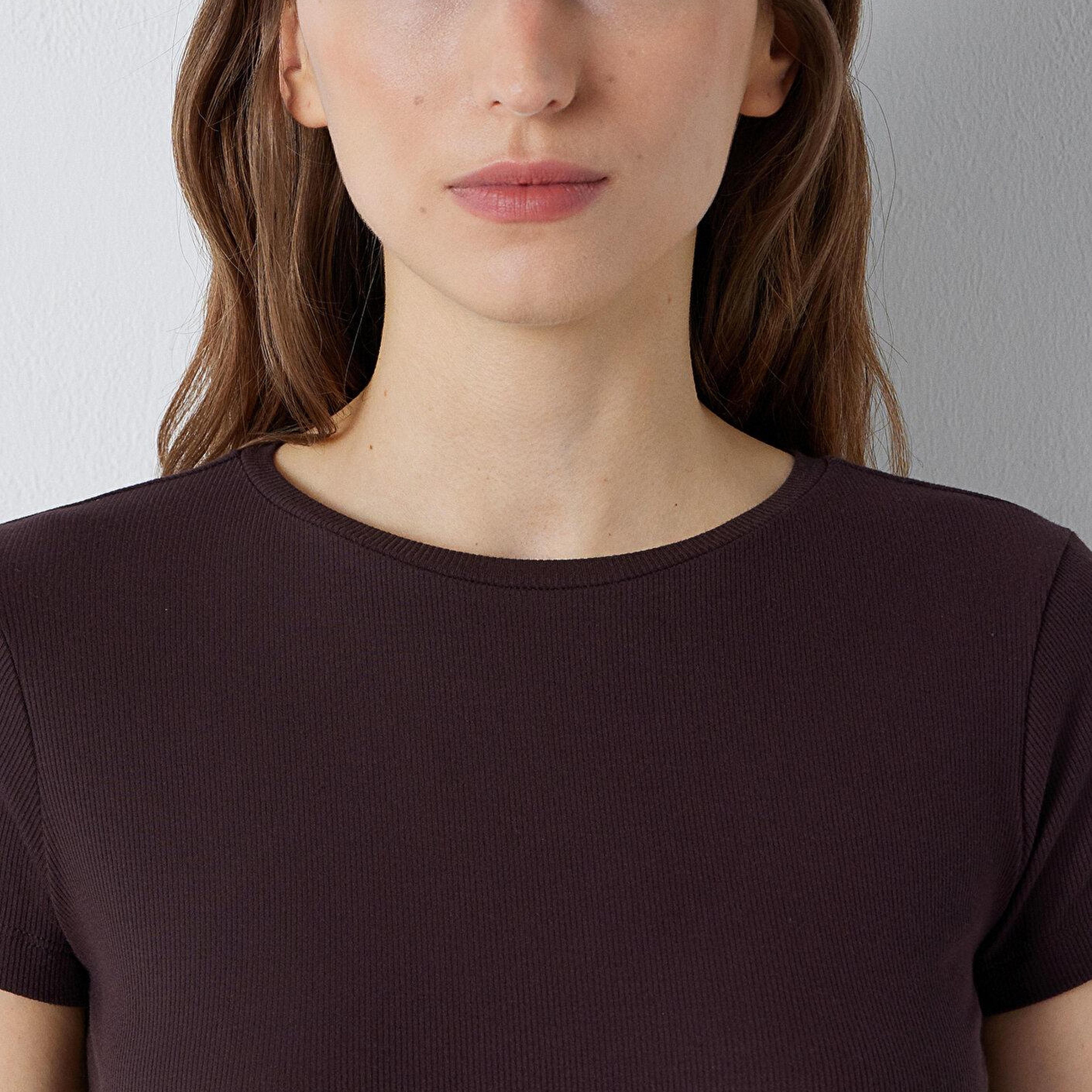 Mavi Kahverengi Basic Tişört Slim Fit / Dar Kesim 1612904-90704