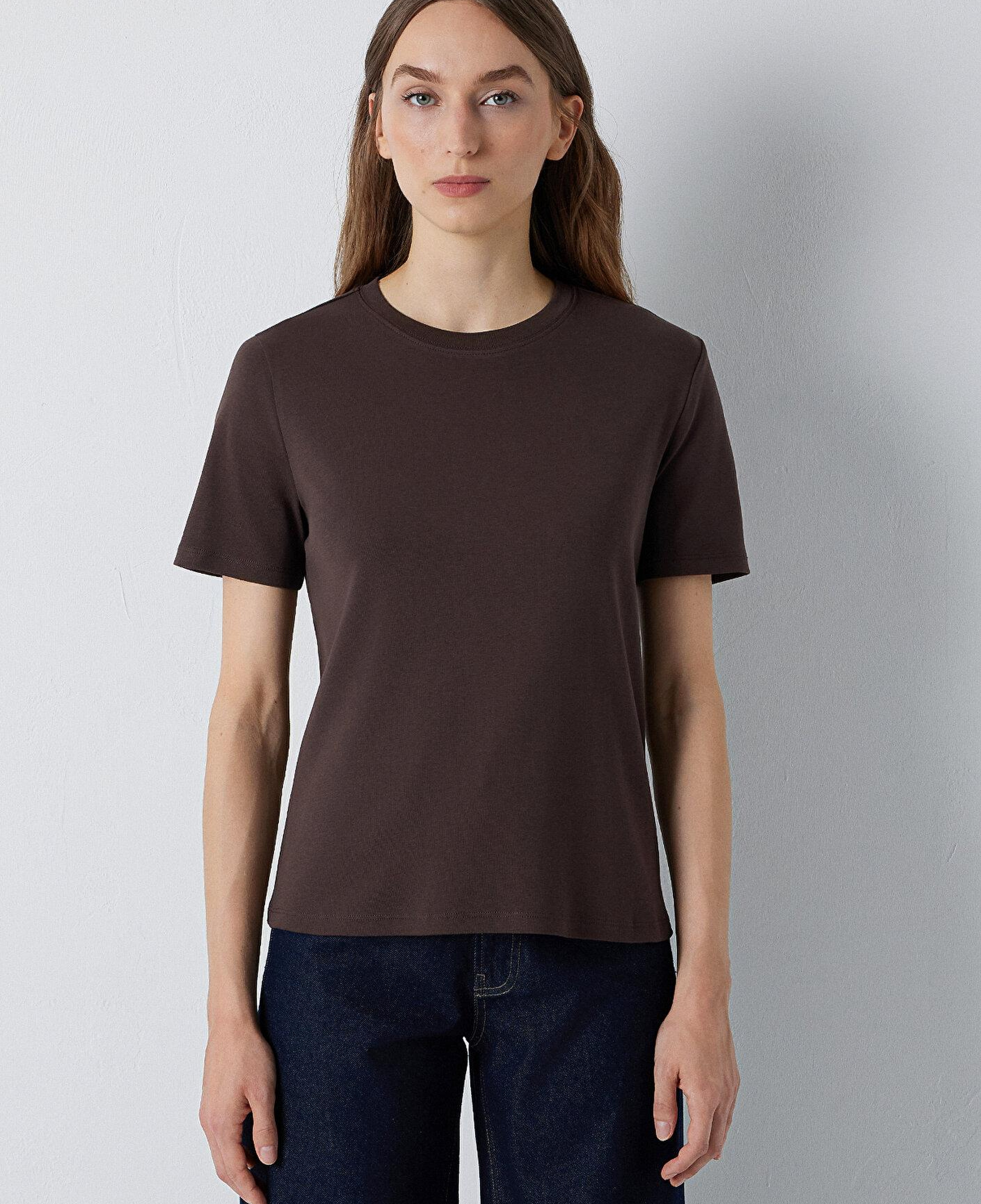 Mavi Kahverengi Basic Tişört Semi Slim Fit / Yarı Dar Kesim 1612916-70251