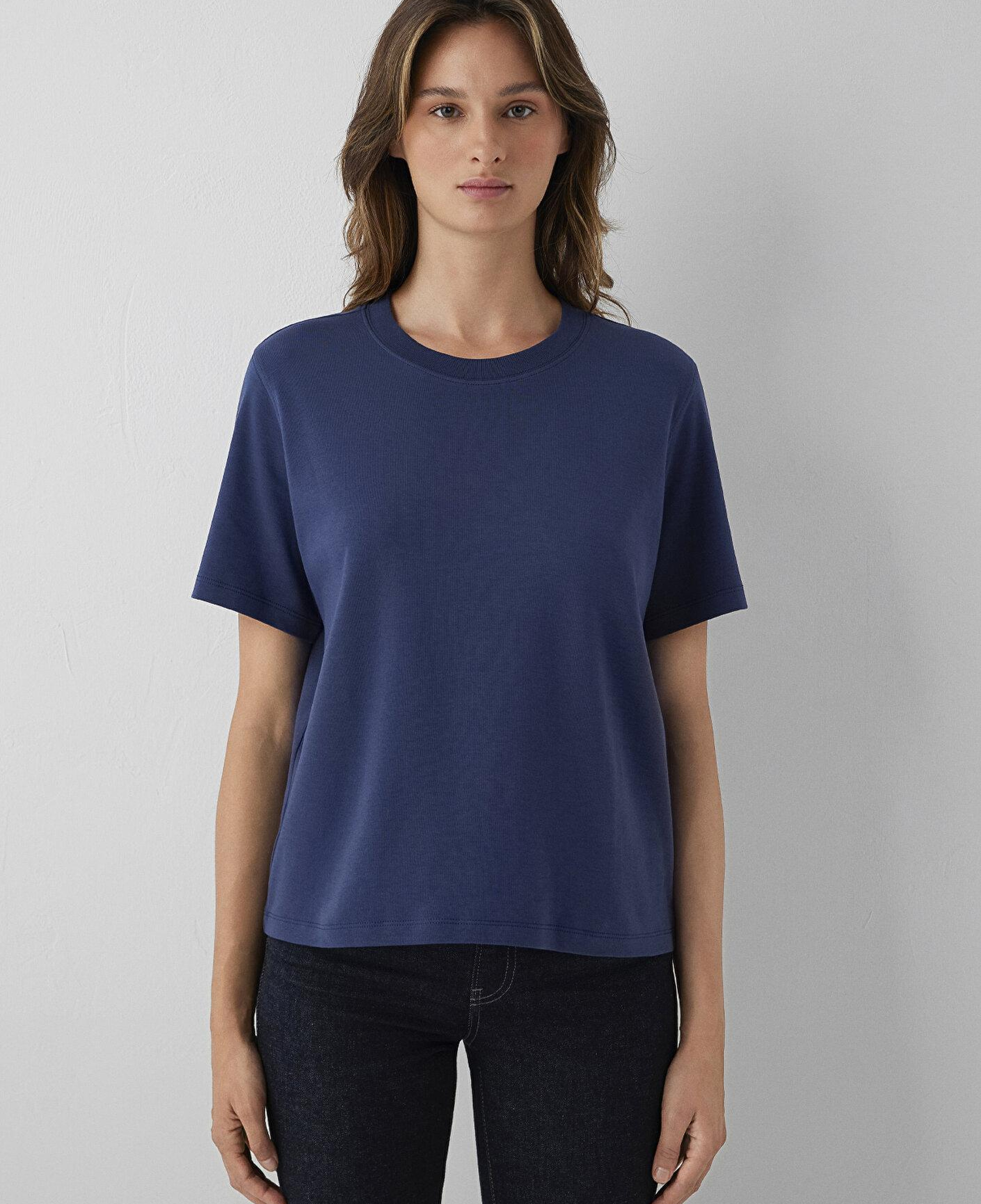 Mavi Lacivert Basic Tişört Loose Fit / Bol Rahat Kesim 1613820-70487