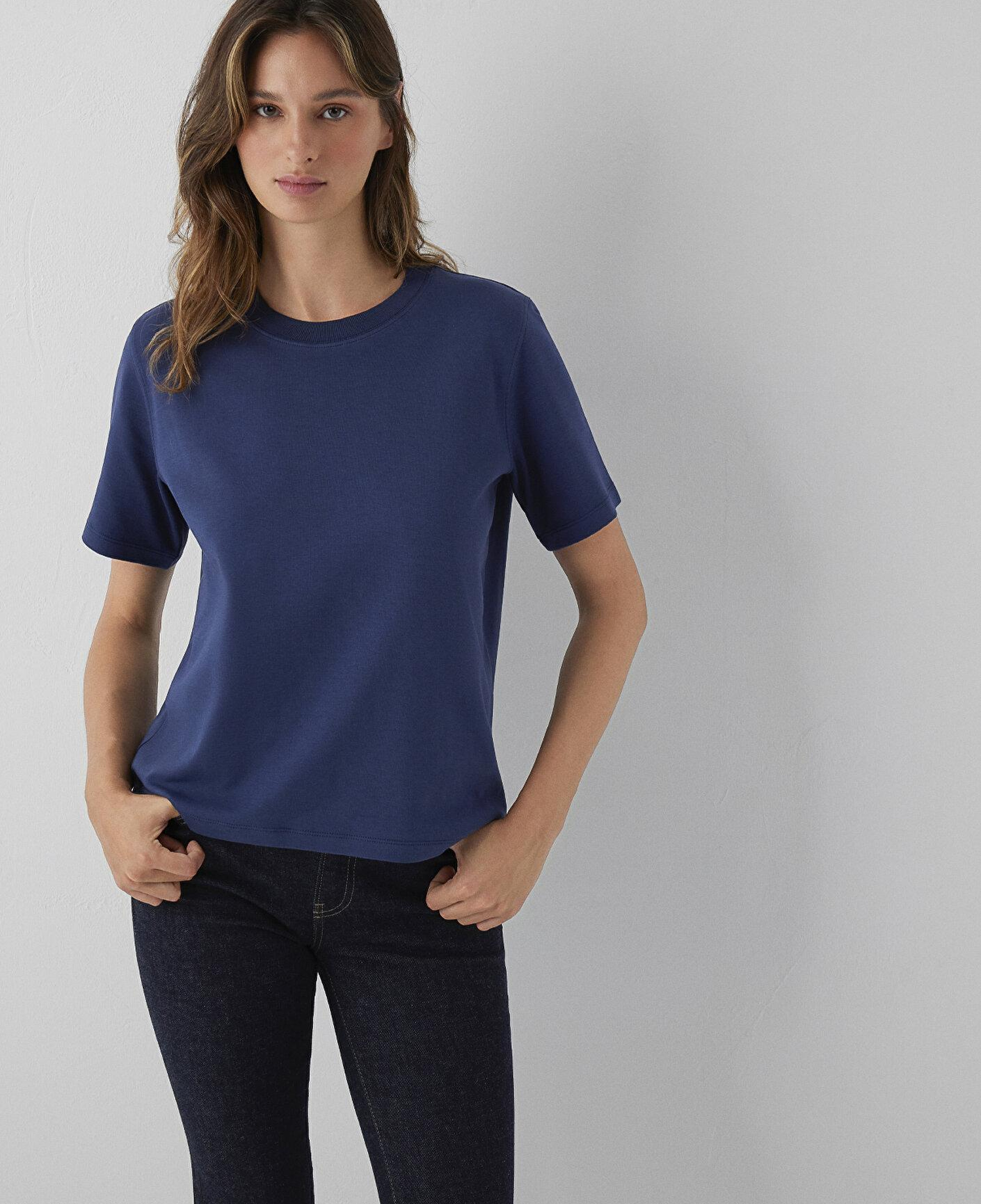Mavi Lacivert Basic Tişört Loose Fit / Bol Rahat Kesim 1613820-70487