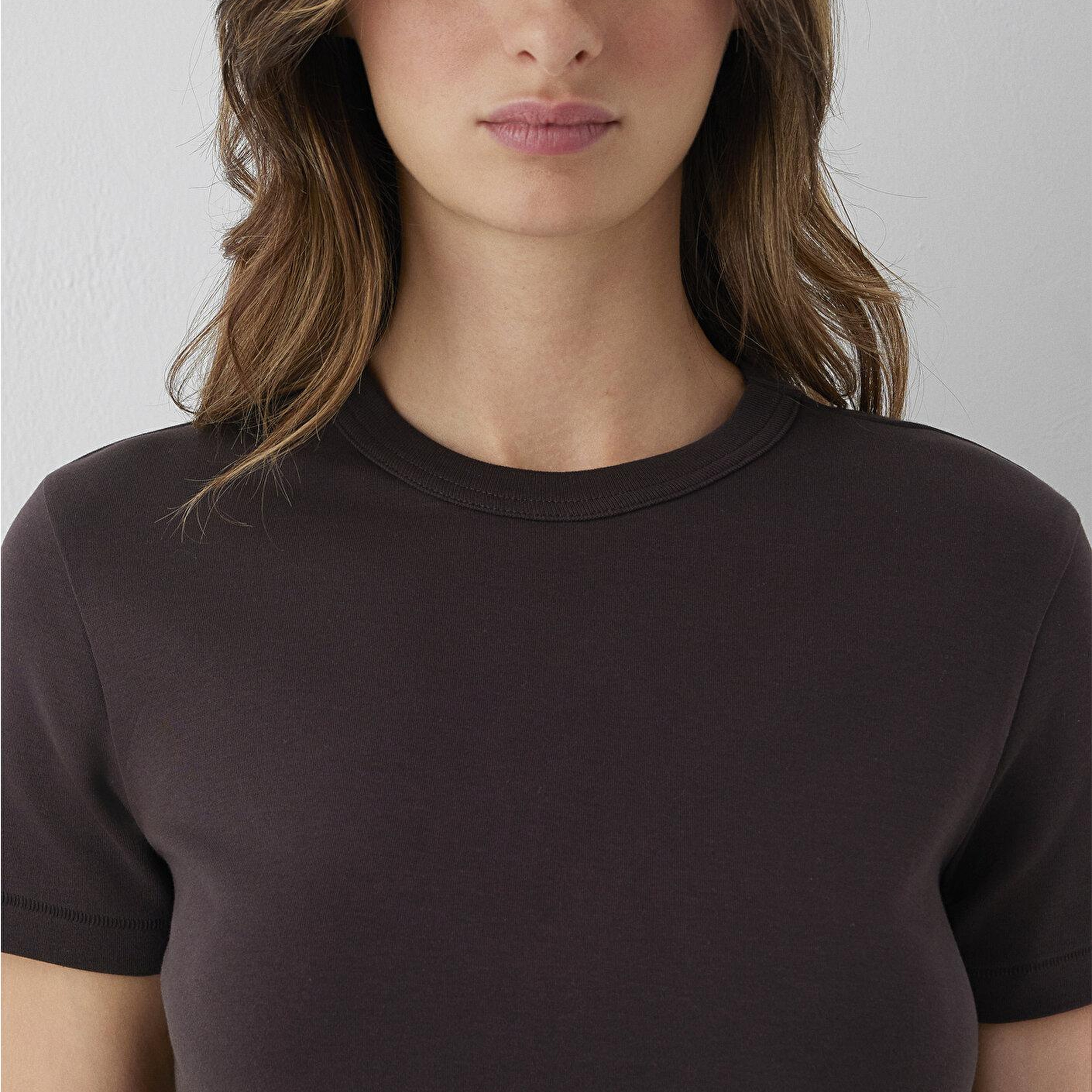 Mavi Kahverengi Basic Tişört Slim Fit / Dar Kesim 1612707-70240