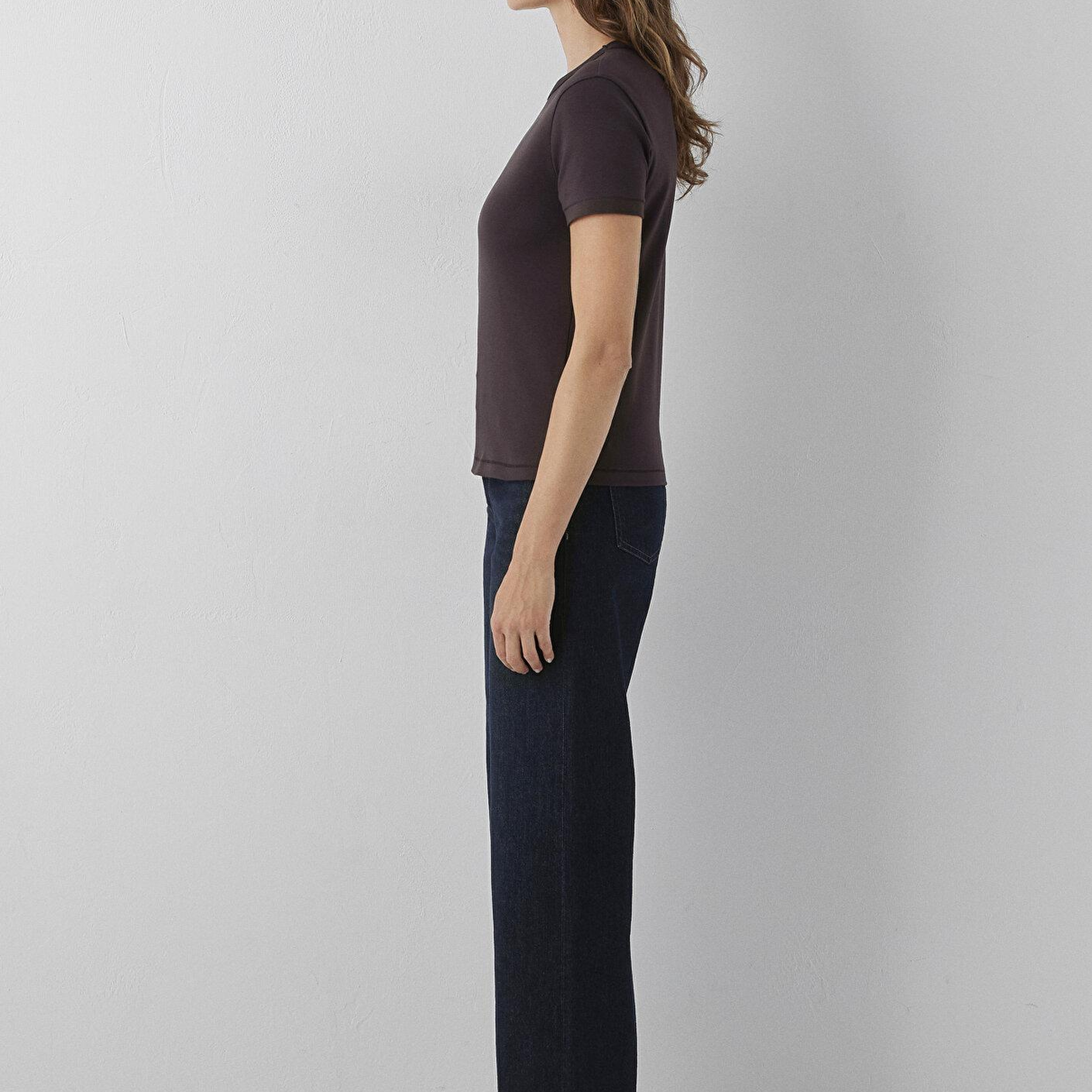 Mavi Kahverengi Basic Tişört Slim Fit / Dar Kesim 1612707-70240