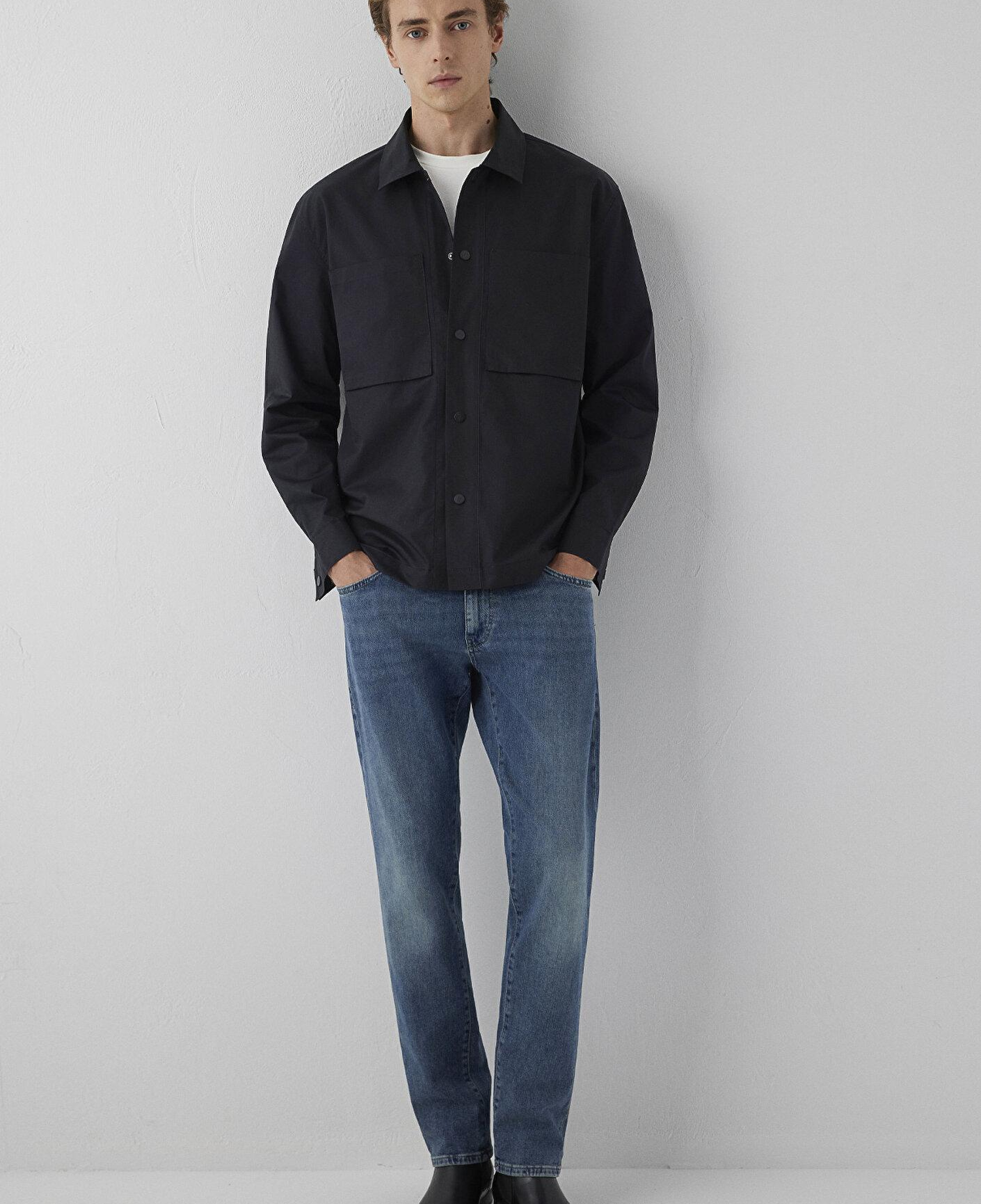 Mavi Siyah Gömlek Loose Fit / Bol Rahat Kesim 0212137-900