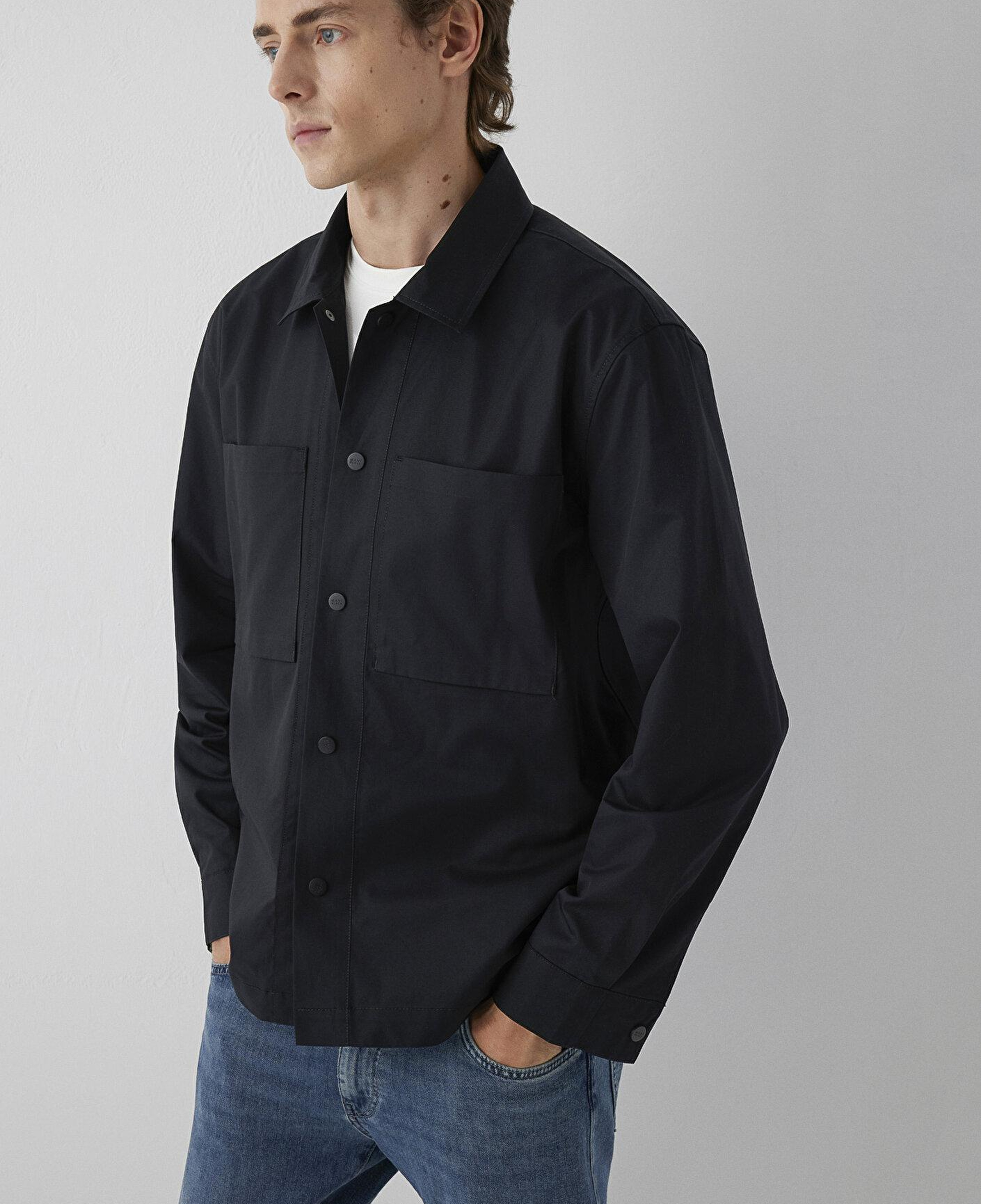 Mavi Siyah Gömlek Loose Fit / Bol Rahat Kesim 0212137-900