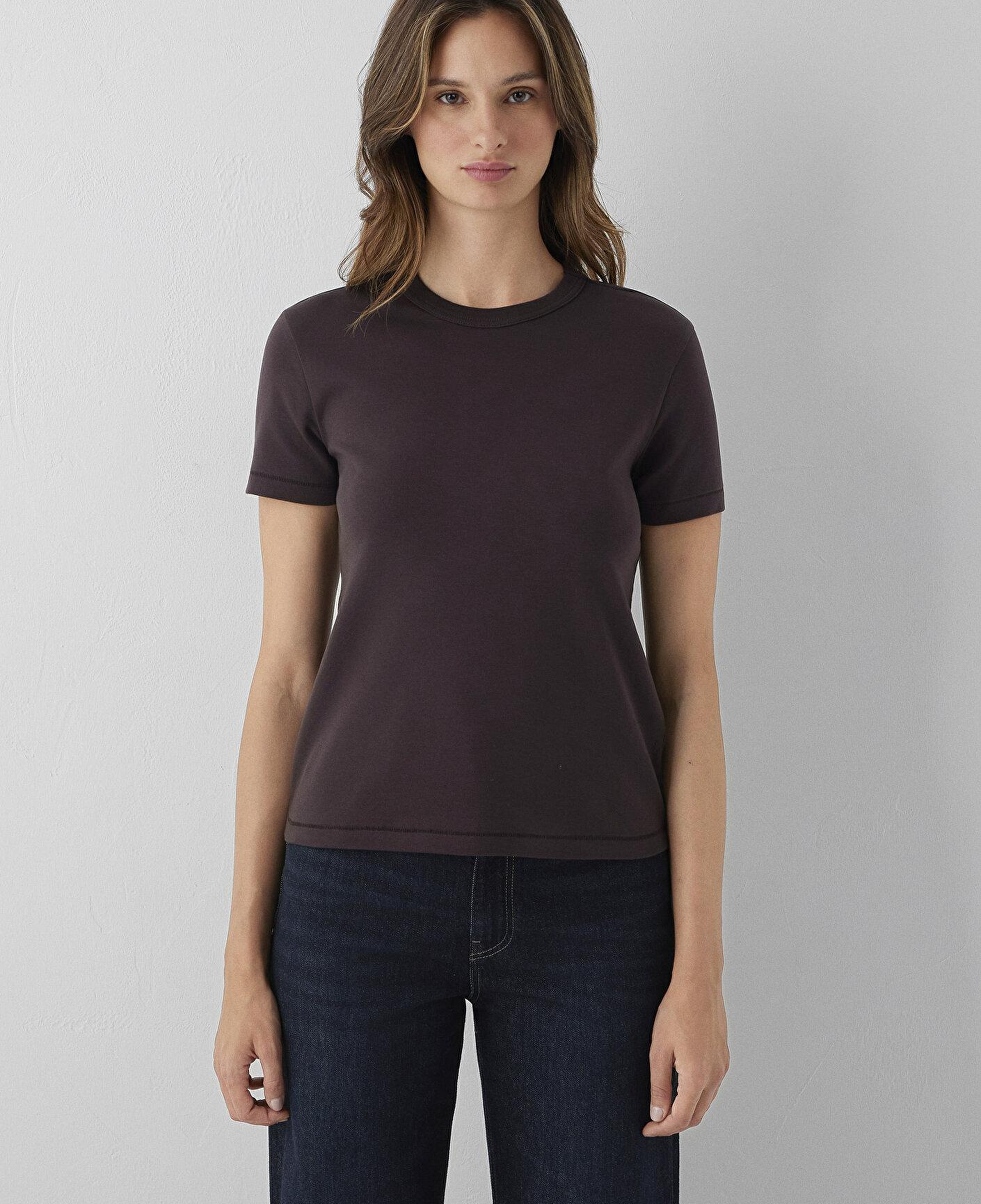 Mavi Kahverengi Basic Tişört Slim Fit / Dar Kesim 1612707-70240