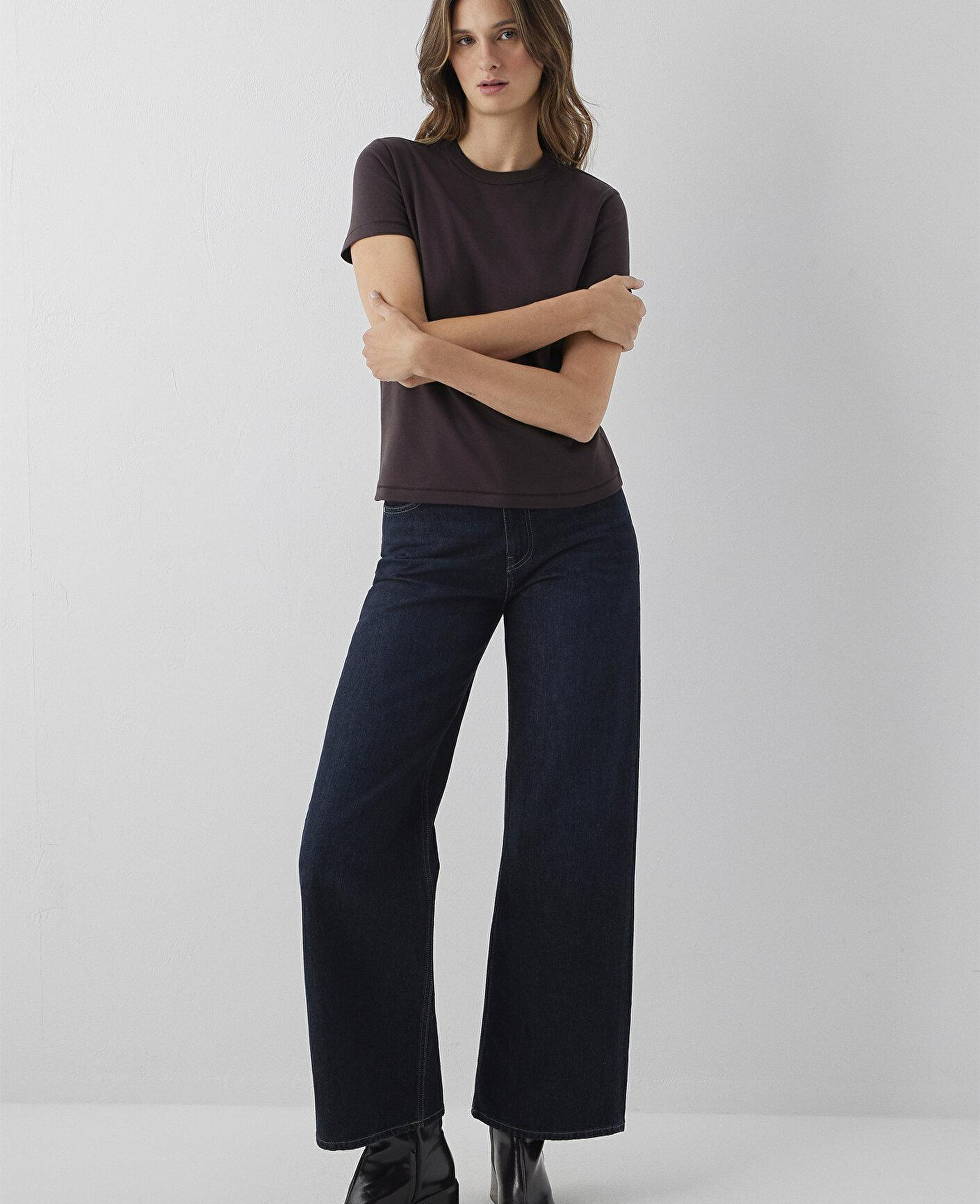 Mavi Kahverengi Basic Tişört Slim Fit / Dar Kesim 1612707-70240