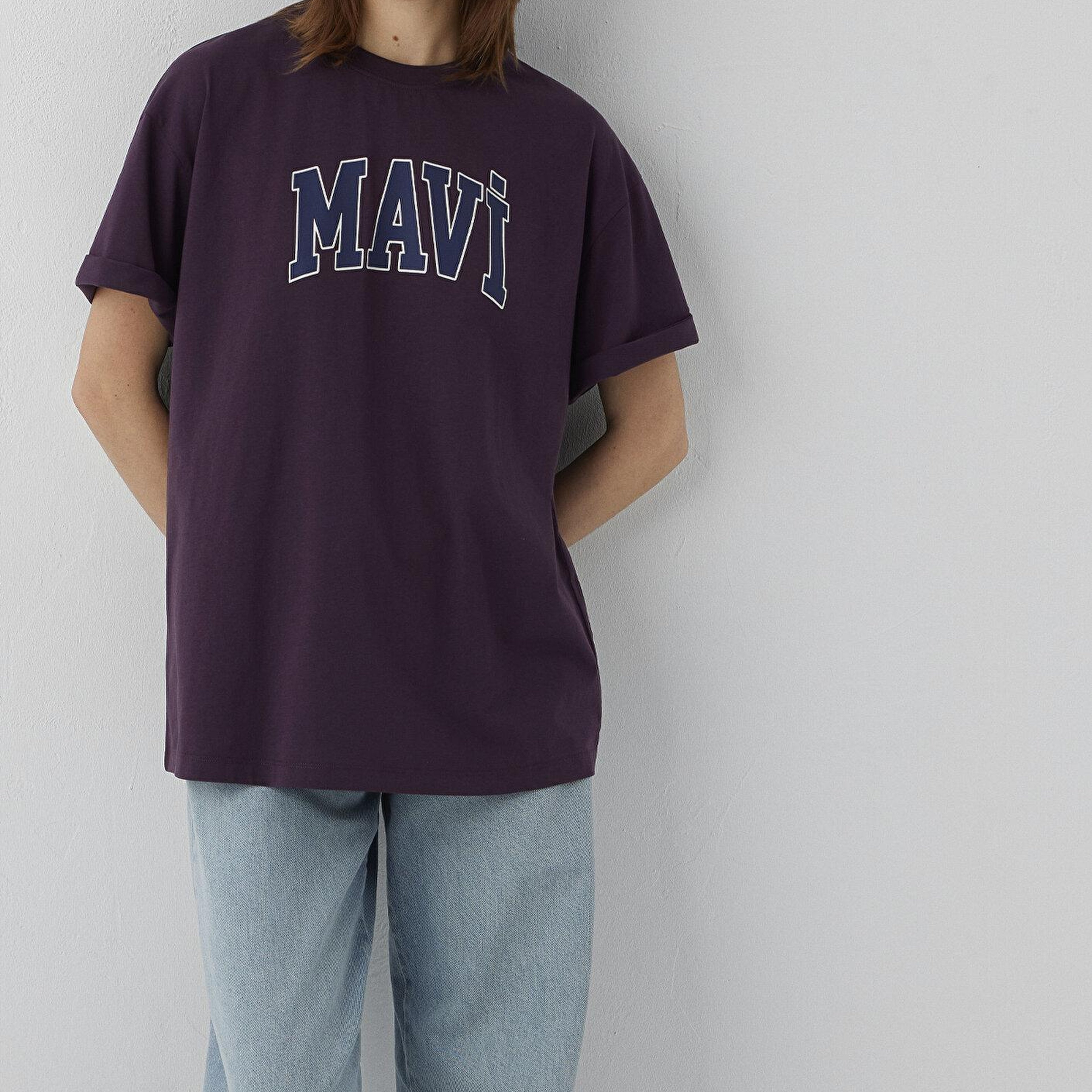 Mavi Mavi Logo Baskılı Mor Tişört Oversize / Geniş Kesim 1600843-70635