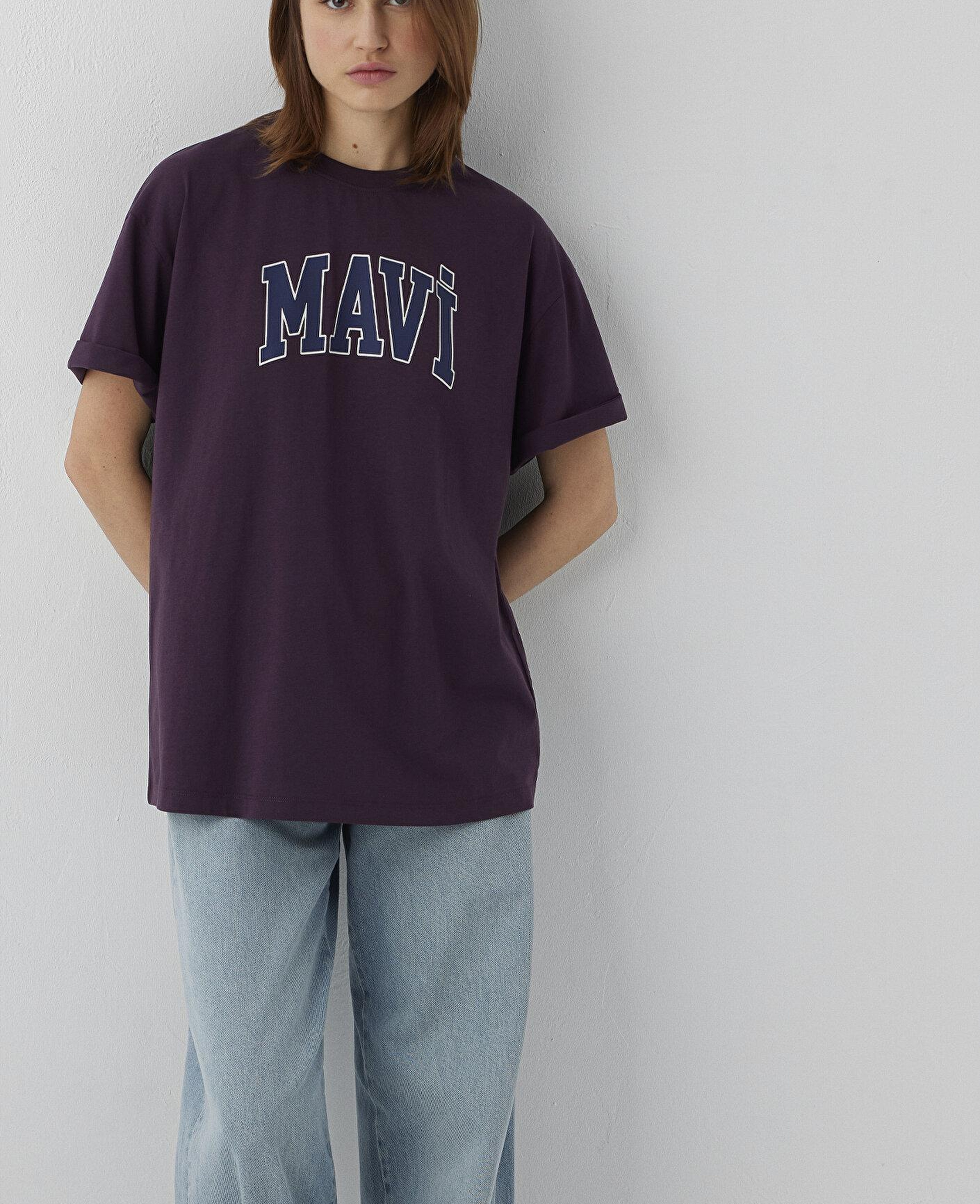 Mavi Mavi Logo Baskılı Mor Tişört Oversize / Geniş Kesim 1600843-70635