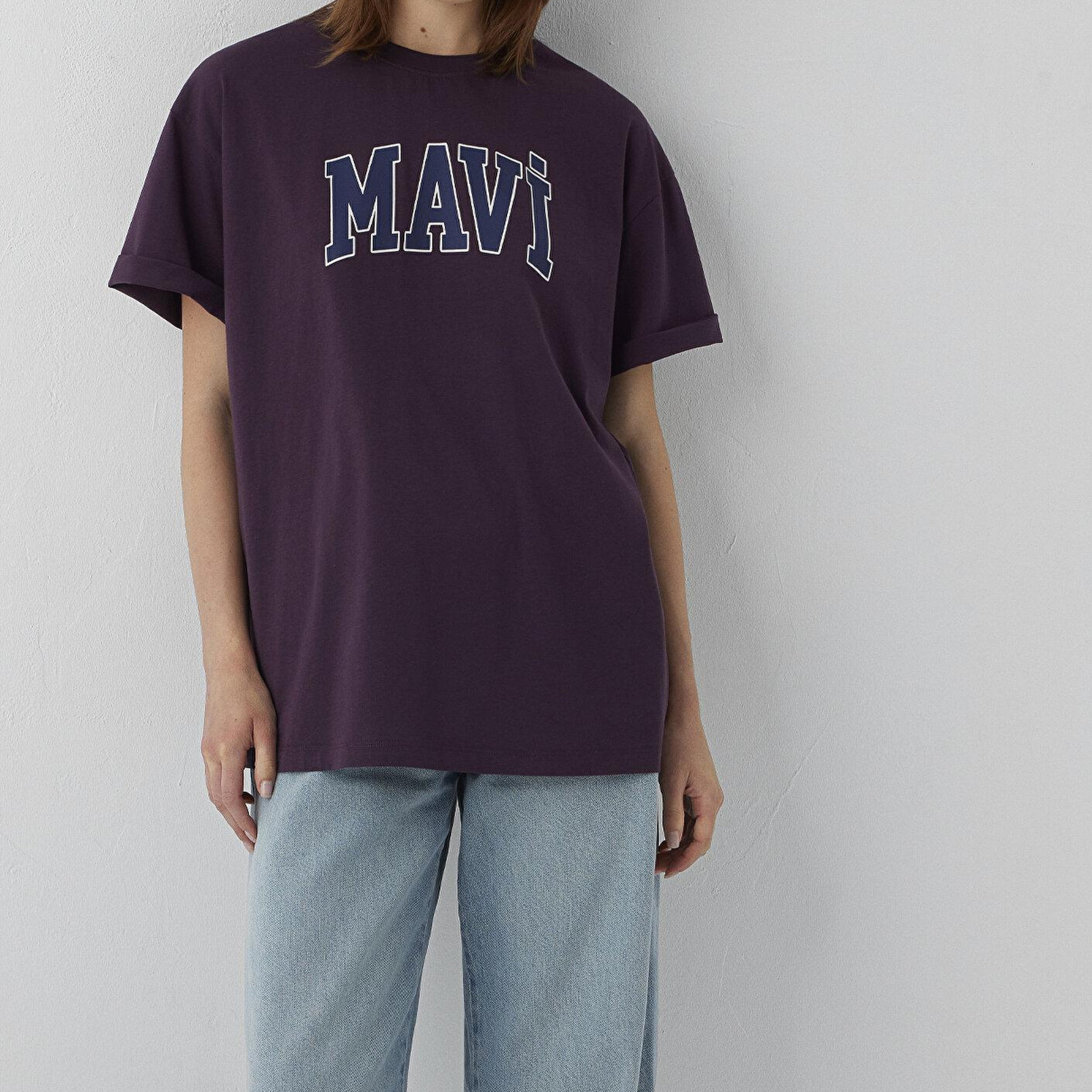 Mavi Mavi Logo Baskılı Mor Tişört Oversize / Geniş Kesim 1600843-70635