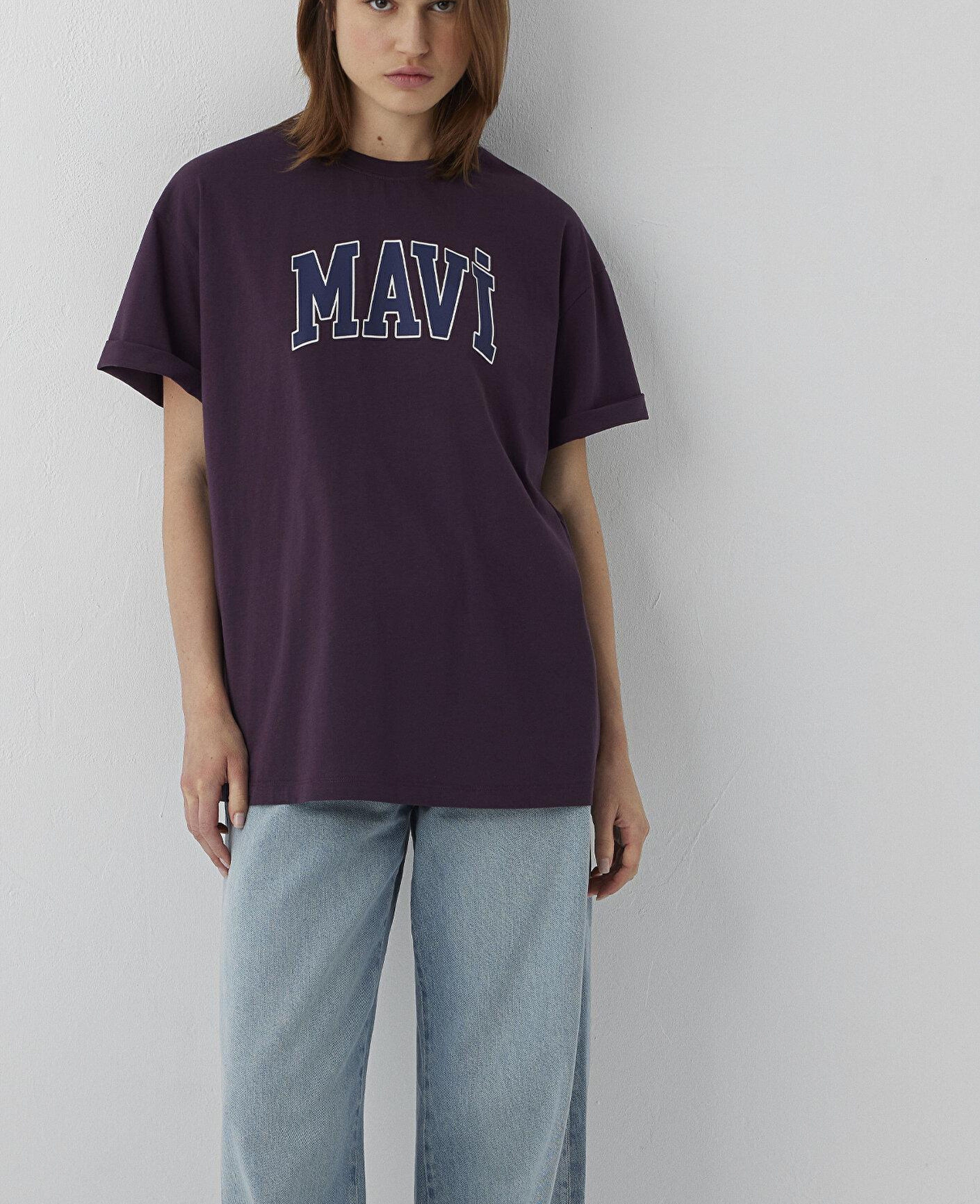 Mavi Mavi Logo Baskılı Mor Tişört Oversize / Geniş Kesim 1600843-70635