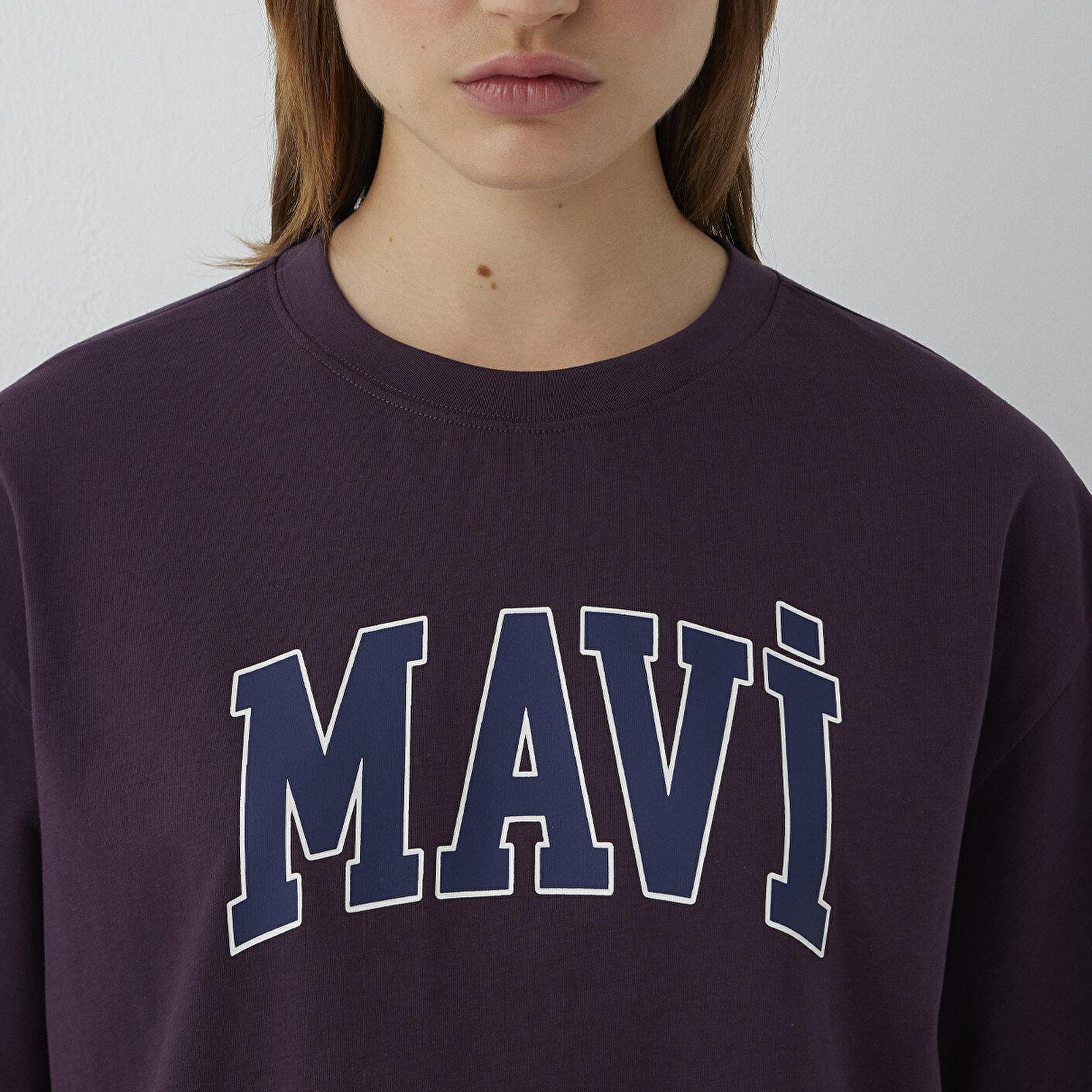 Mavi Mavi Logo Baskılı Mor Tişört Oversize / Geniş Kesim 1600843-70635
