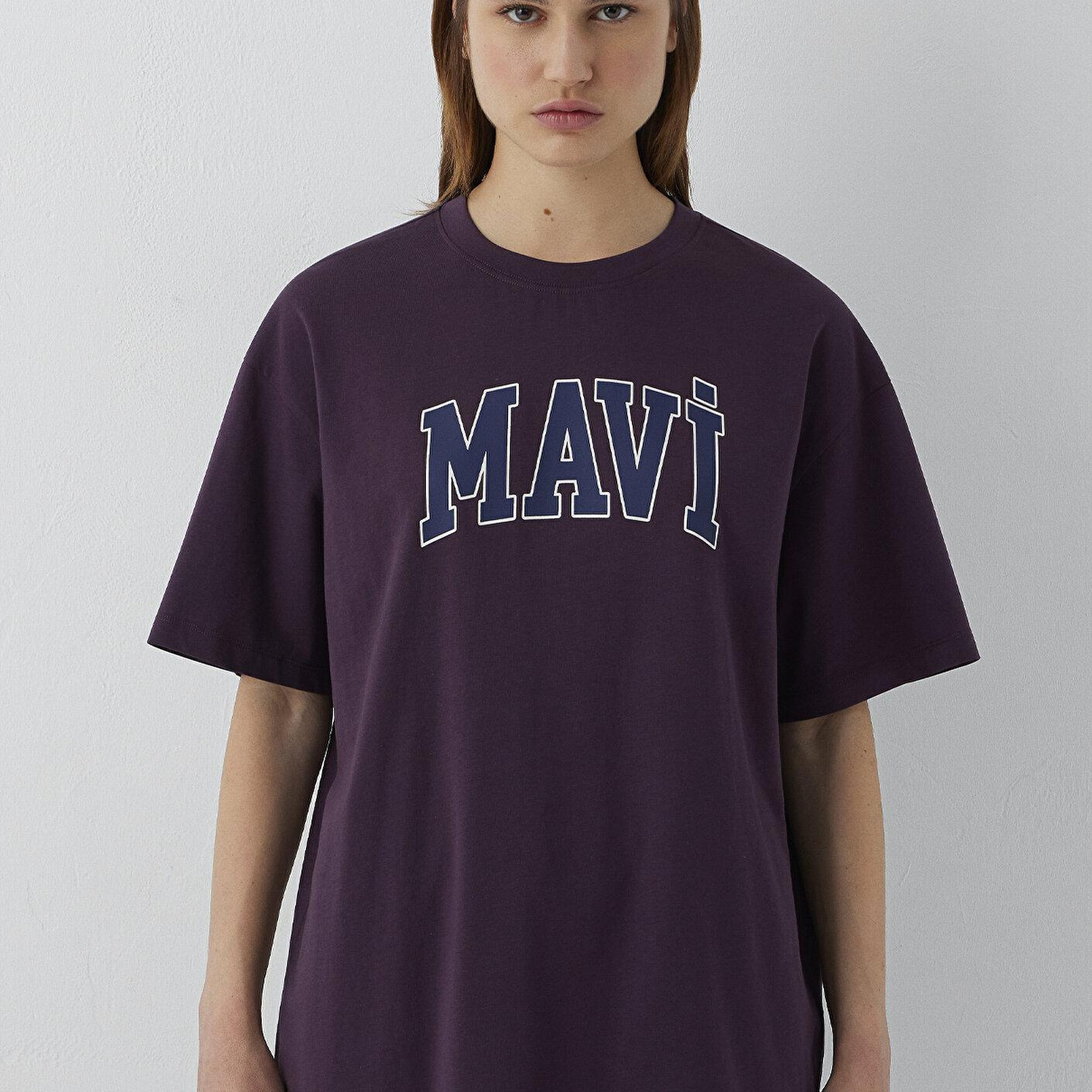 Mavi Mavi Logo Baskılı Mor Tişört Oversize / Geniş Kesim 1600843-70635