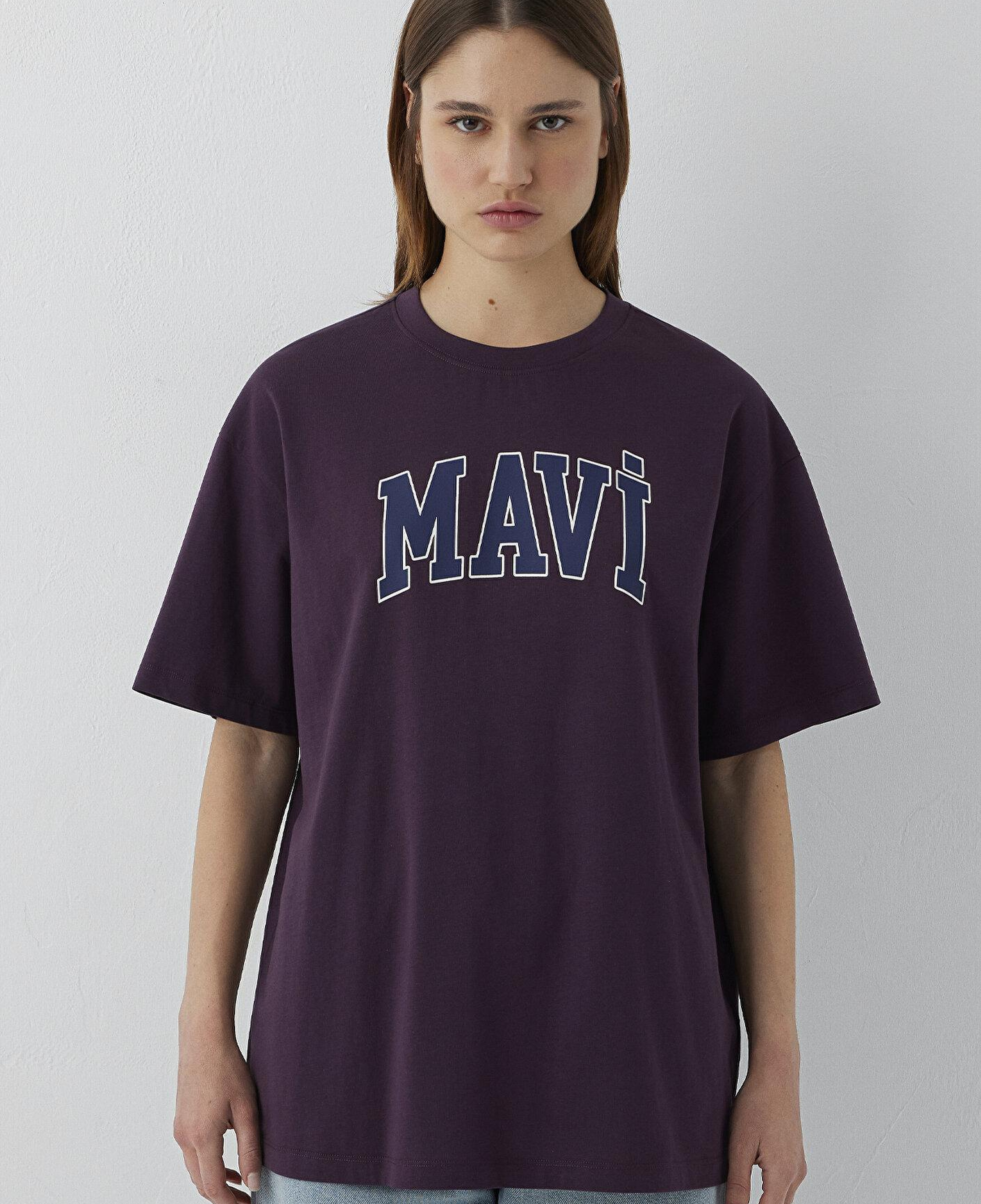 Mavi Mavi Logo Baskılı Mor Tişört Oversize / Geniş Kesim 1600843-70635