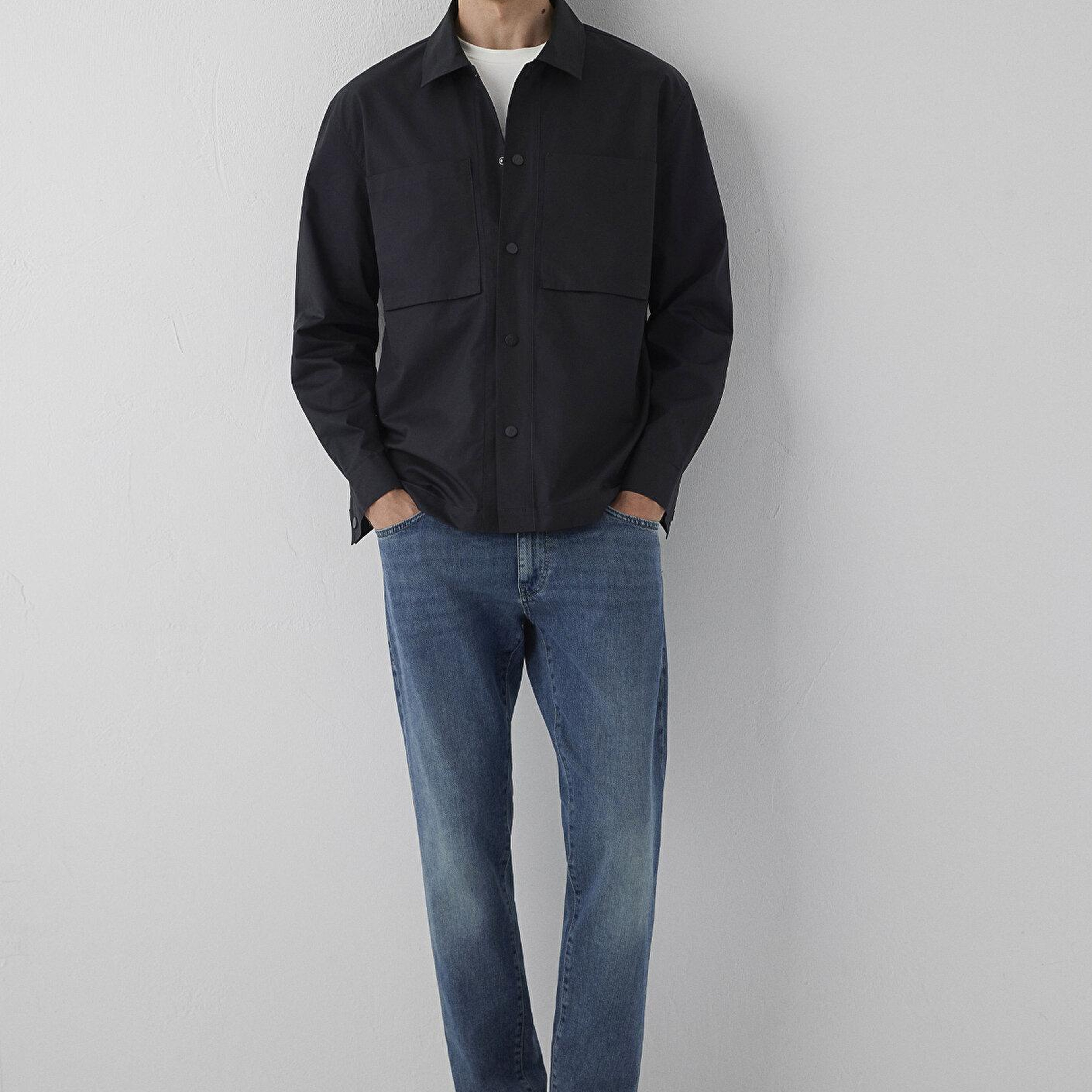 Mavi Siyah Gömlek Loose Fit / Bol Rahat Kesim 0212137-900