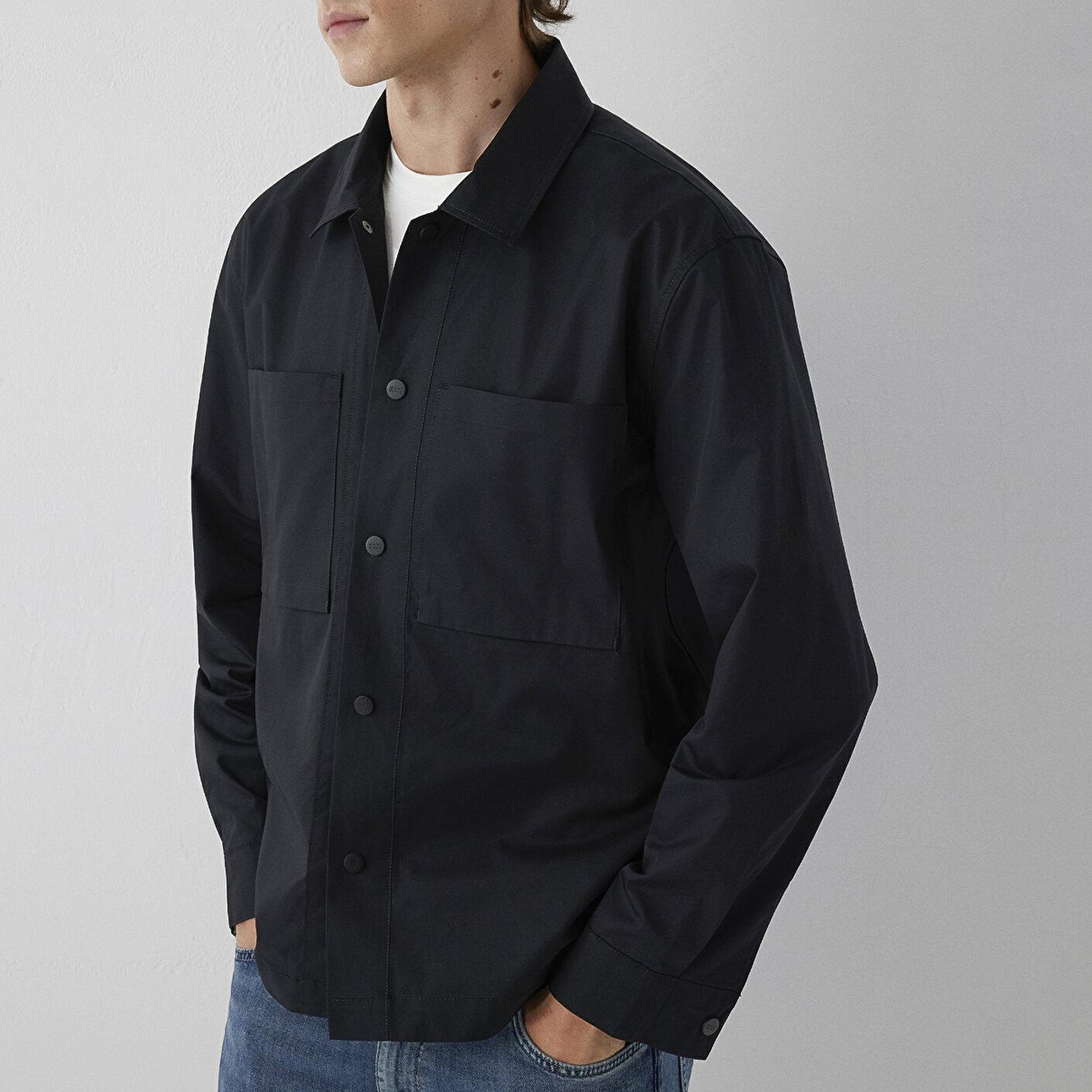 Mavi Siyah Gömlek Loose Fit / Bol Rahat Kesim 0212137-900