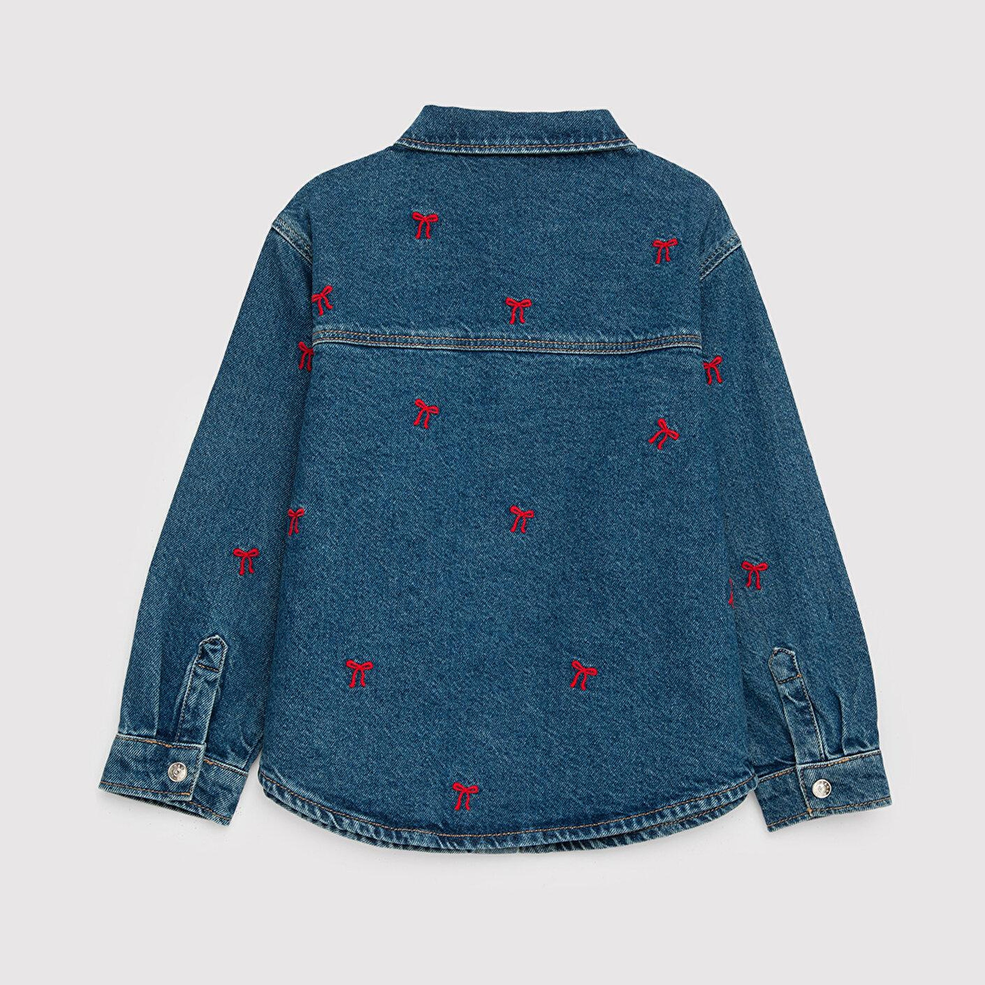 Mavi LUYU 90lar Kurdele Nakışlı Koyu Mavi Denim Gömlek Regular Fit / Normal Kesim 7210002-A4164