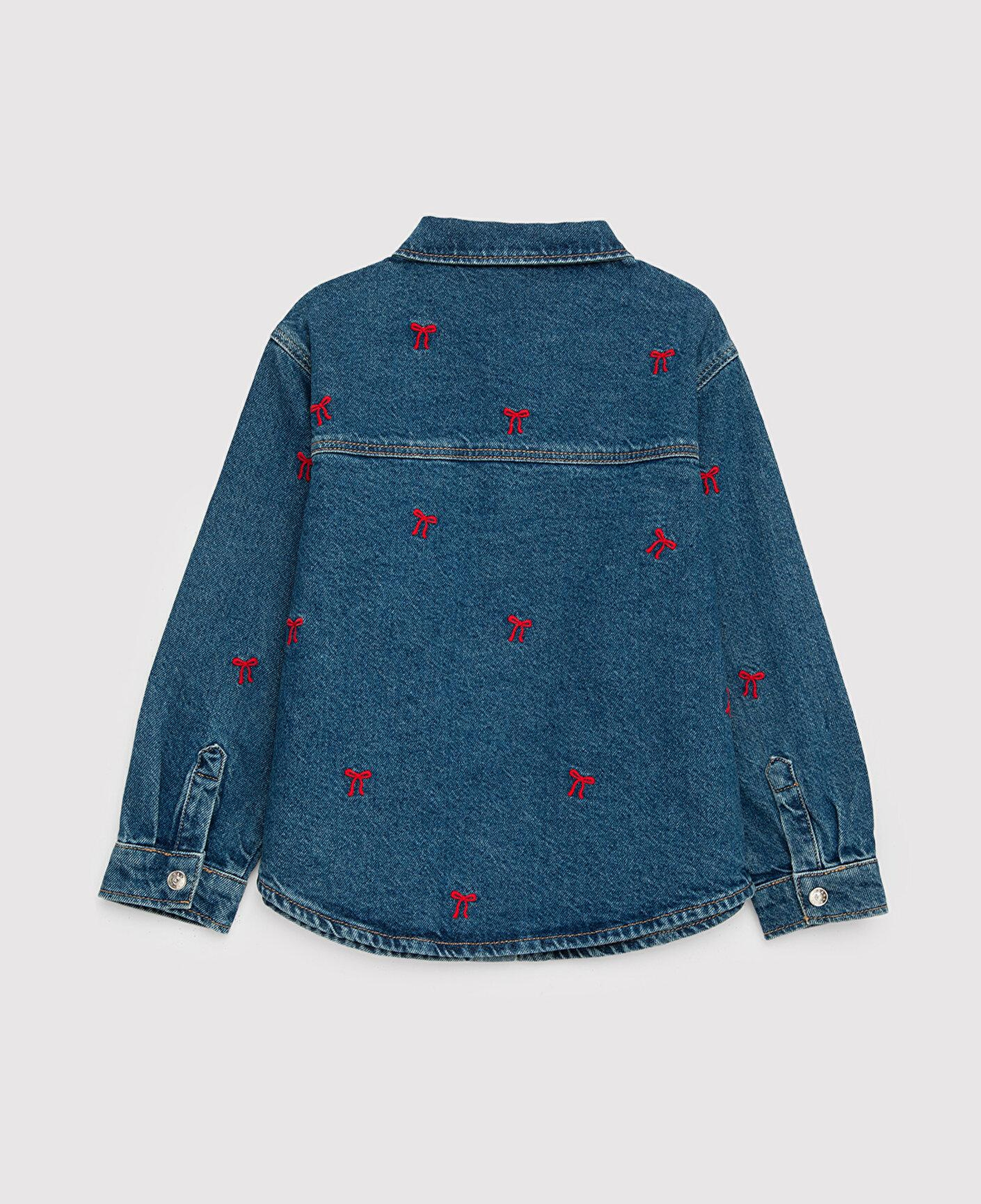 Mavi LUYU 90lar Kurdele Nakışlı Koyu Mavi Denim Gömlek Regular Fit / Normal Kesim 7210002-A4164
