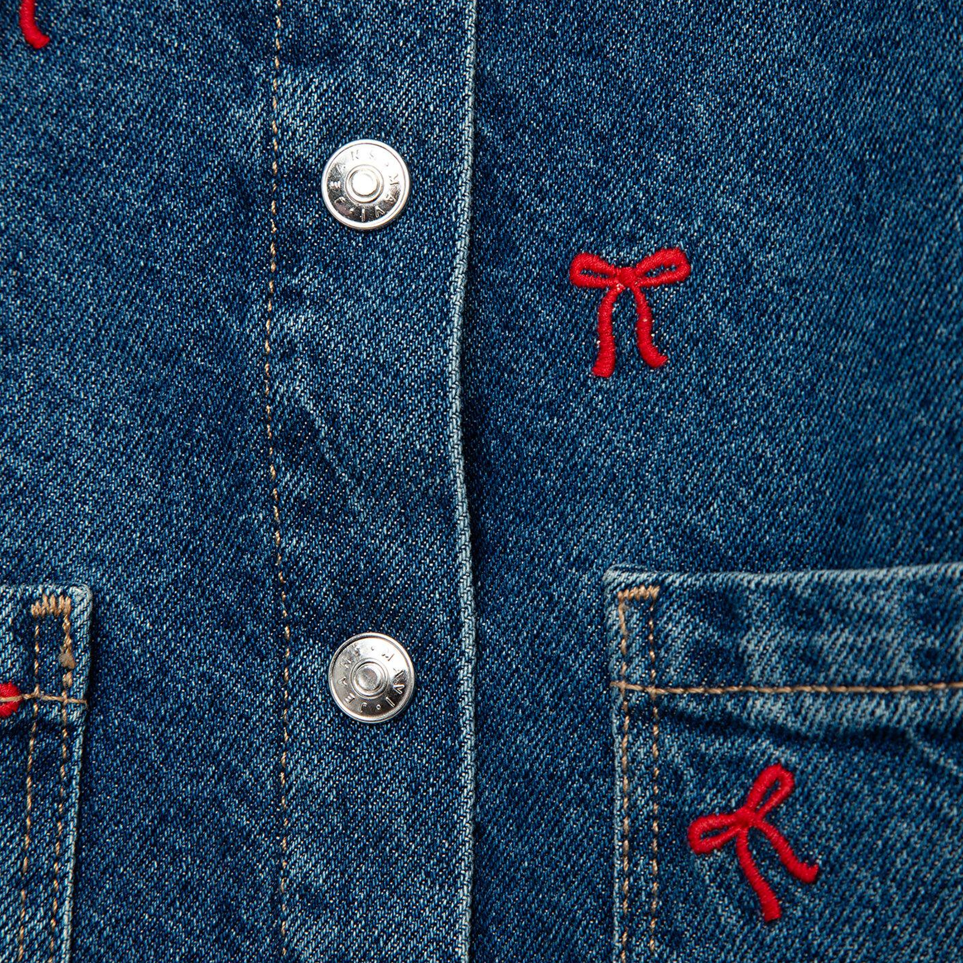 Mavi LUYU 90lar Kurdele Nakışlı Koyu Mavi Denim Gömlek Regular Fit / Normal Kesim 7210002-A4164
