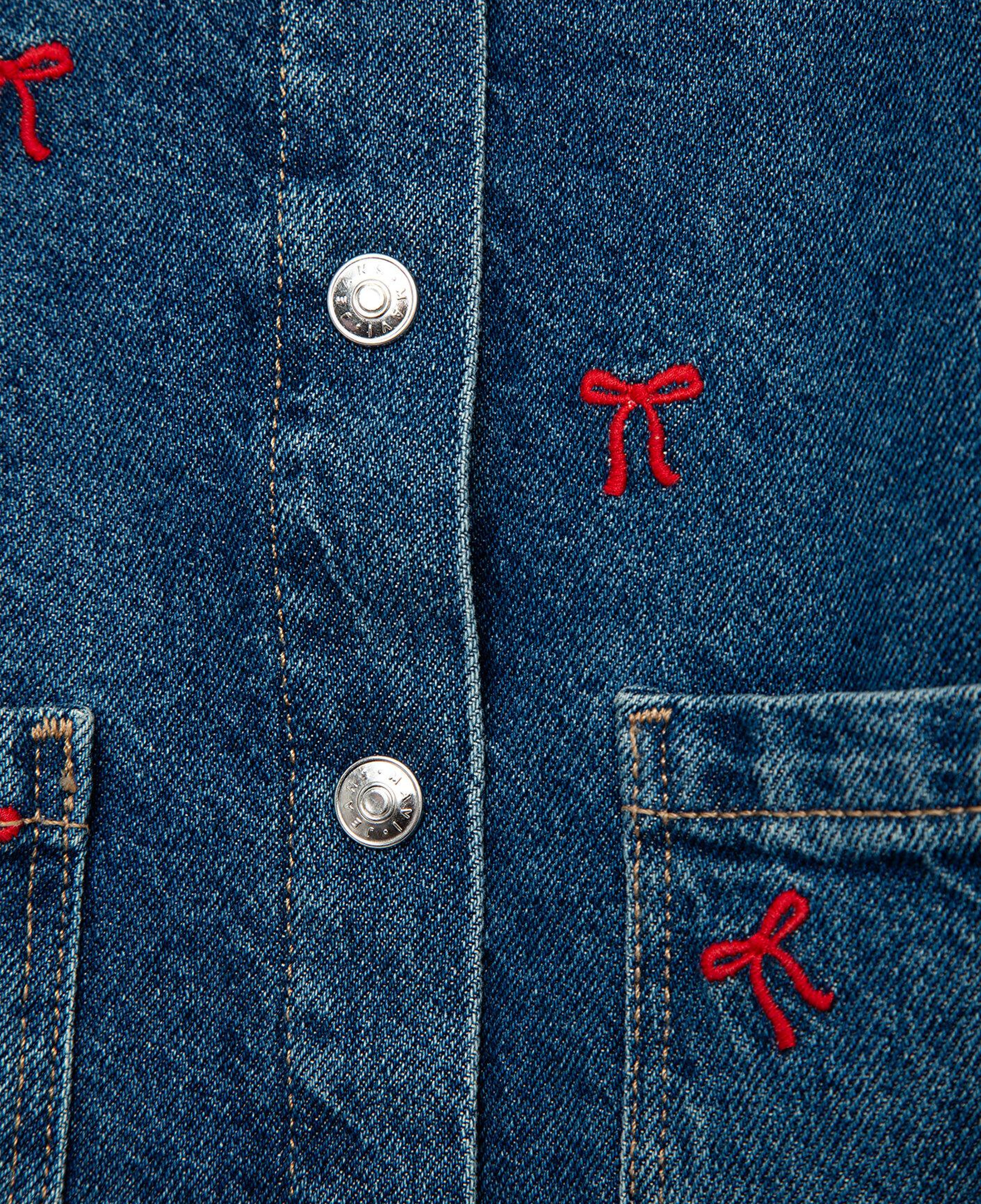 Mavi LUYU 90lar Kurdele Nakışlı Koyu Mavi Denim Gömlek Regular Fit / Normal Kesim 7210002-A4164