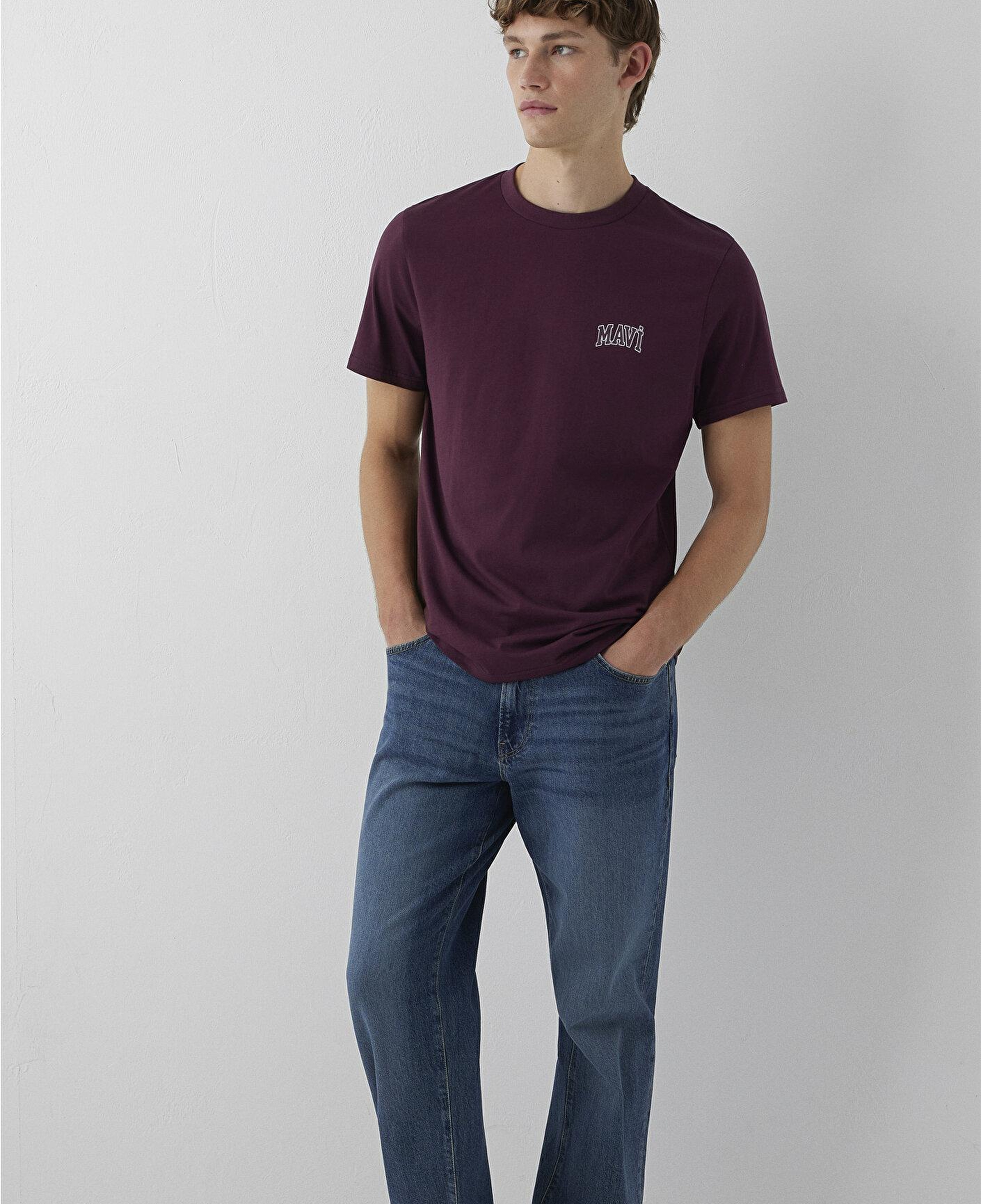 Mavi Mavi Logo Baskılı Bordo Tişört Regular Fit / Normal Kesim 0611714-70434