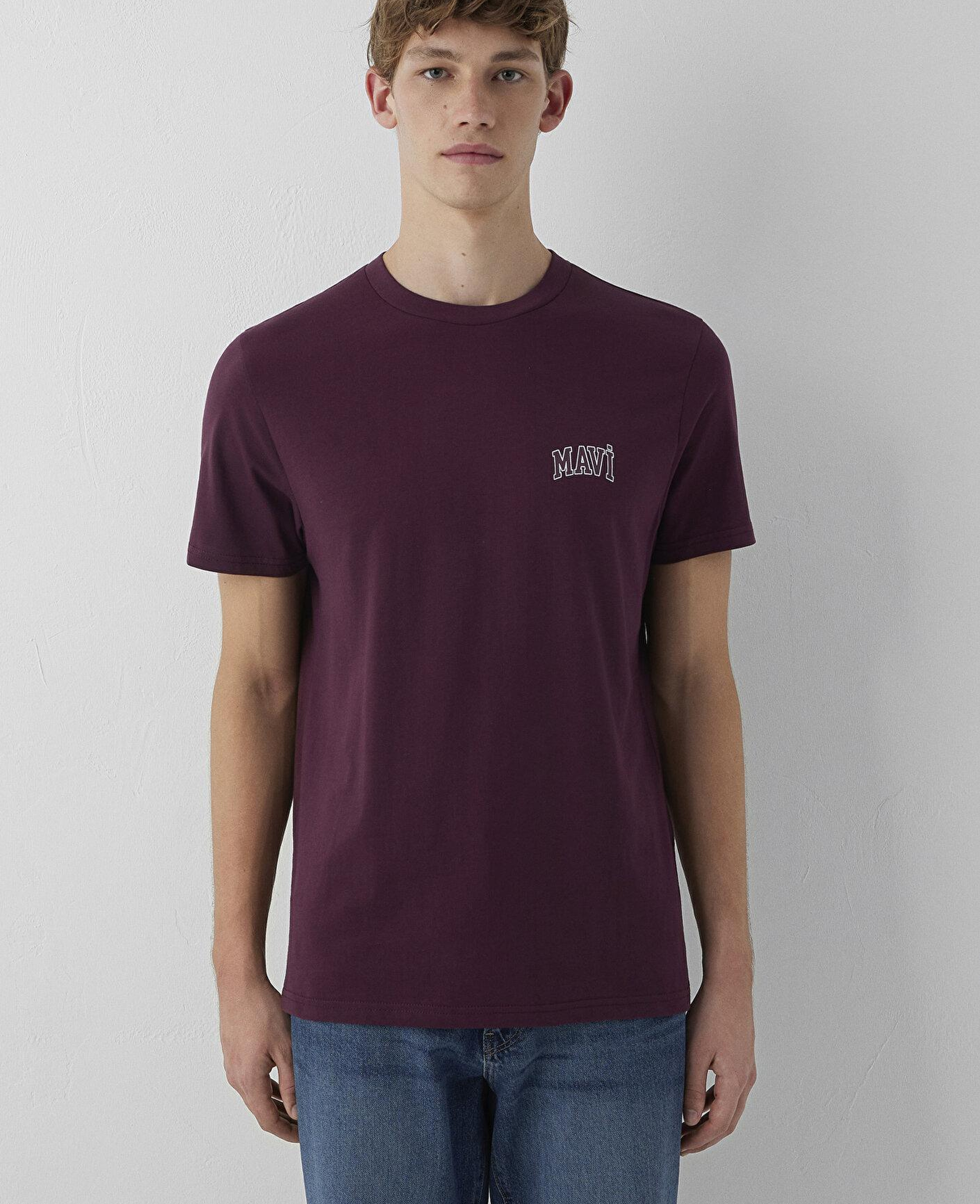 Mavi Mavi Logo Baskılı Bordo Tişört Regular Fit / Normal Kesim 0611714-70434