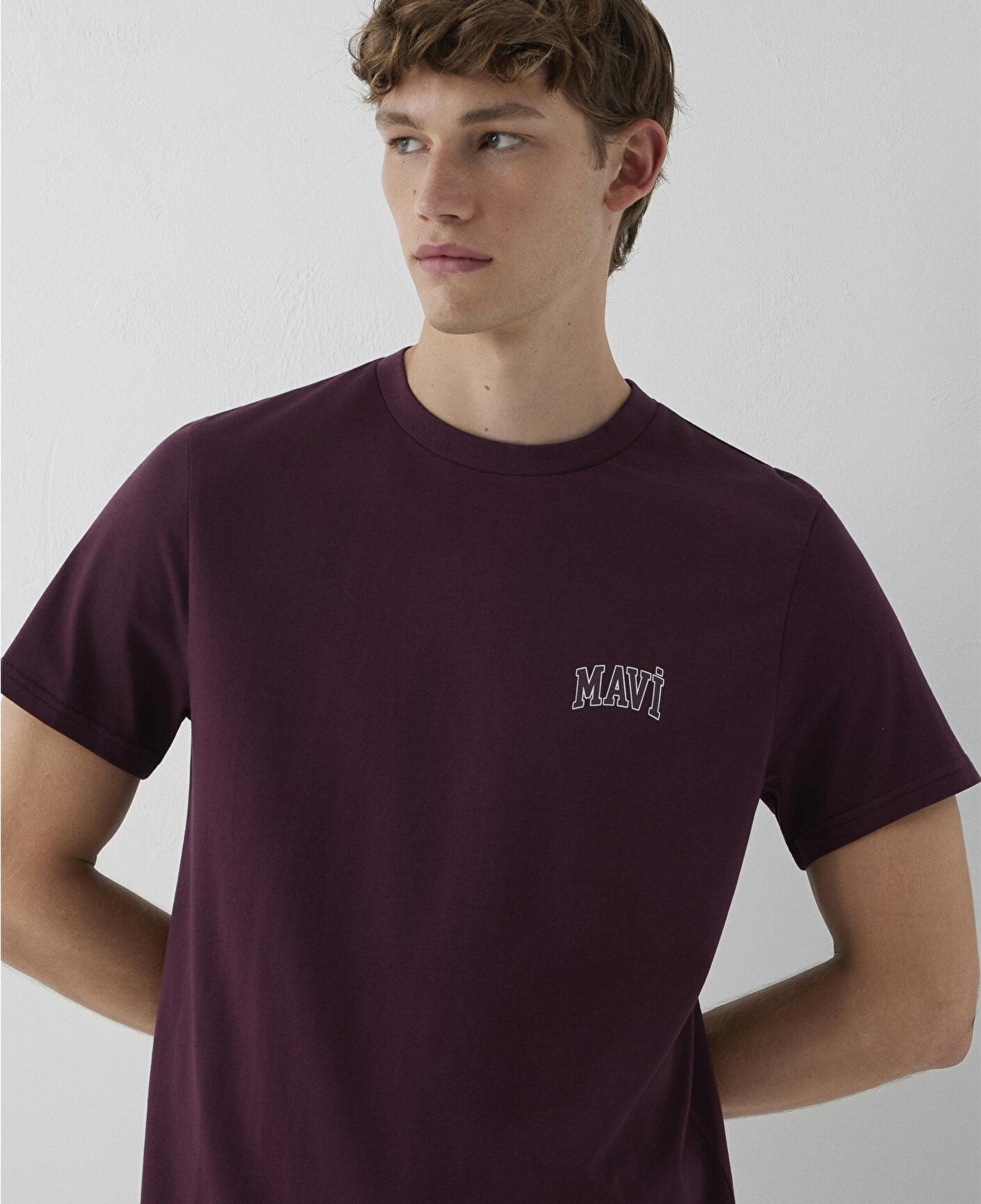 Mavi Mavi Logo Baskılı Bordo Tişört Regular Fit / Normal Kesim 0611714-70434