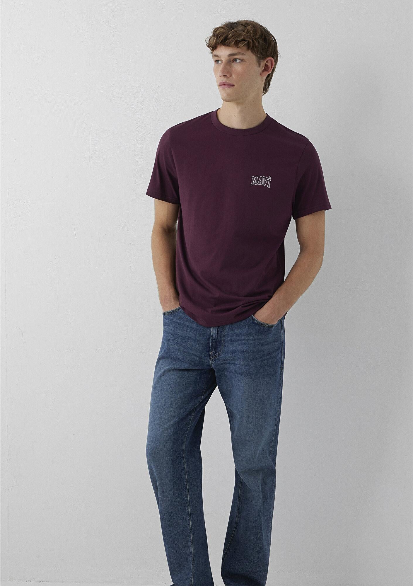 Mavi Mavi Logo Baskılı Bordo Tişört Regular Fit / Normal Kesim 0611714-70434