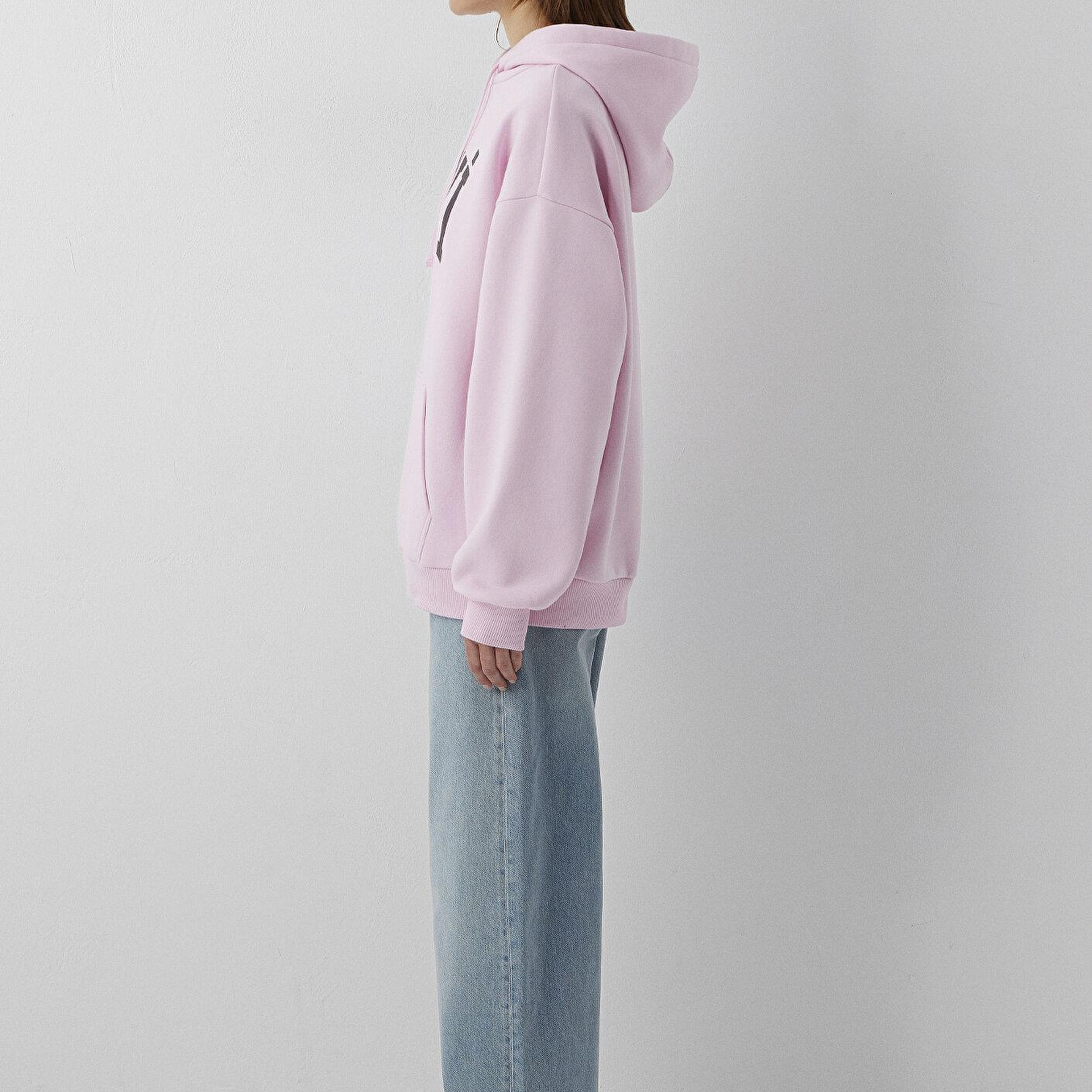 Mavi Mavi Logo Baskılı Kapüşonlu Pembe Sweatshirt 1600361-86959