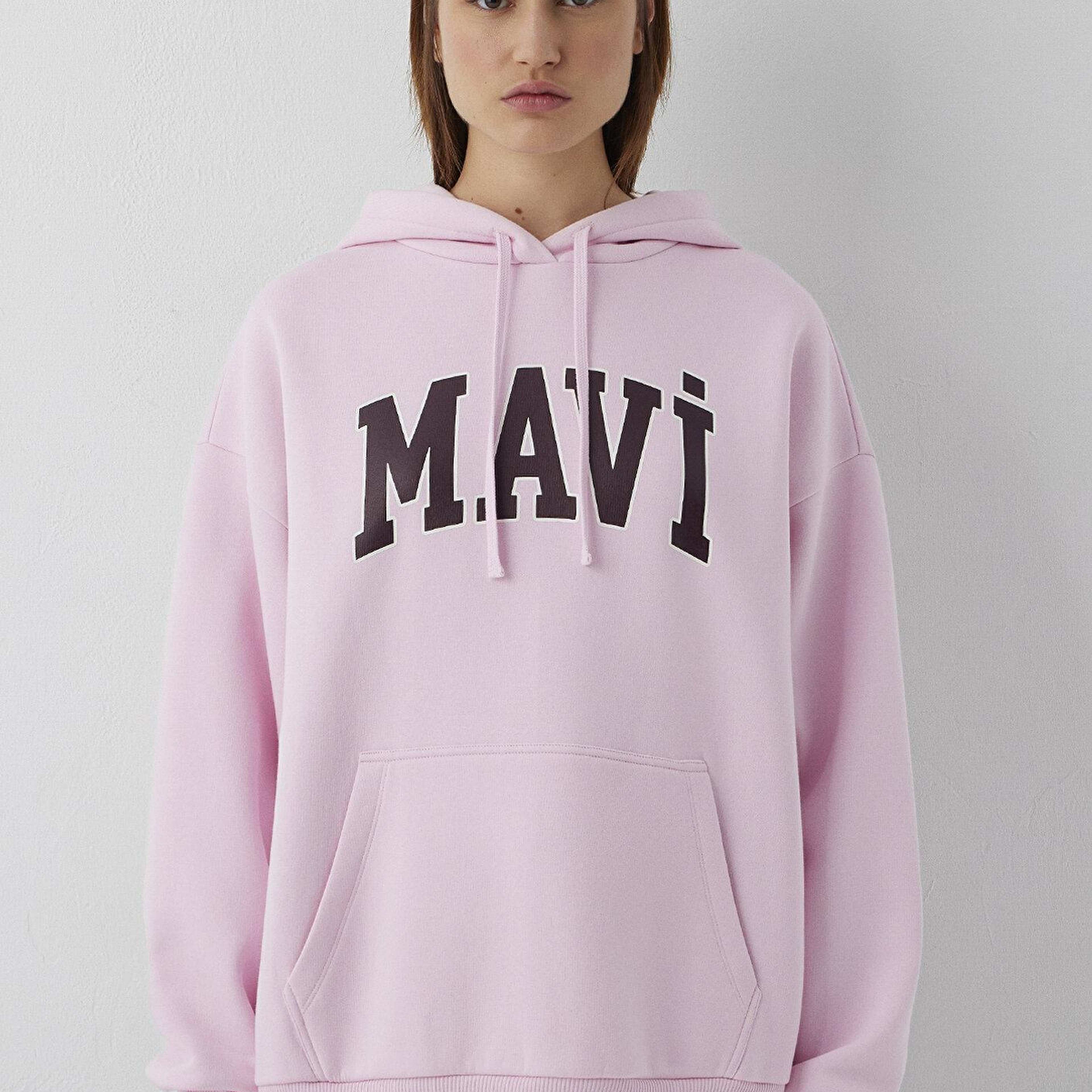 Mavi Mavi Logo Baskılı Kapüşonlu Pembe Sweatshirt 1600361-86959