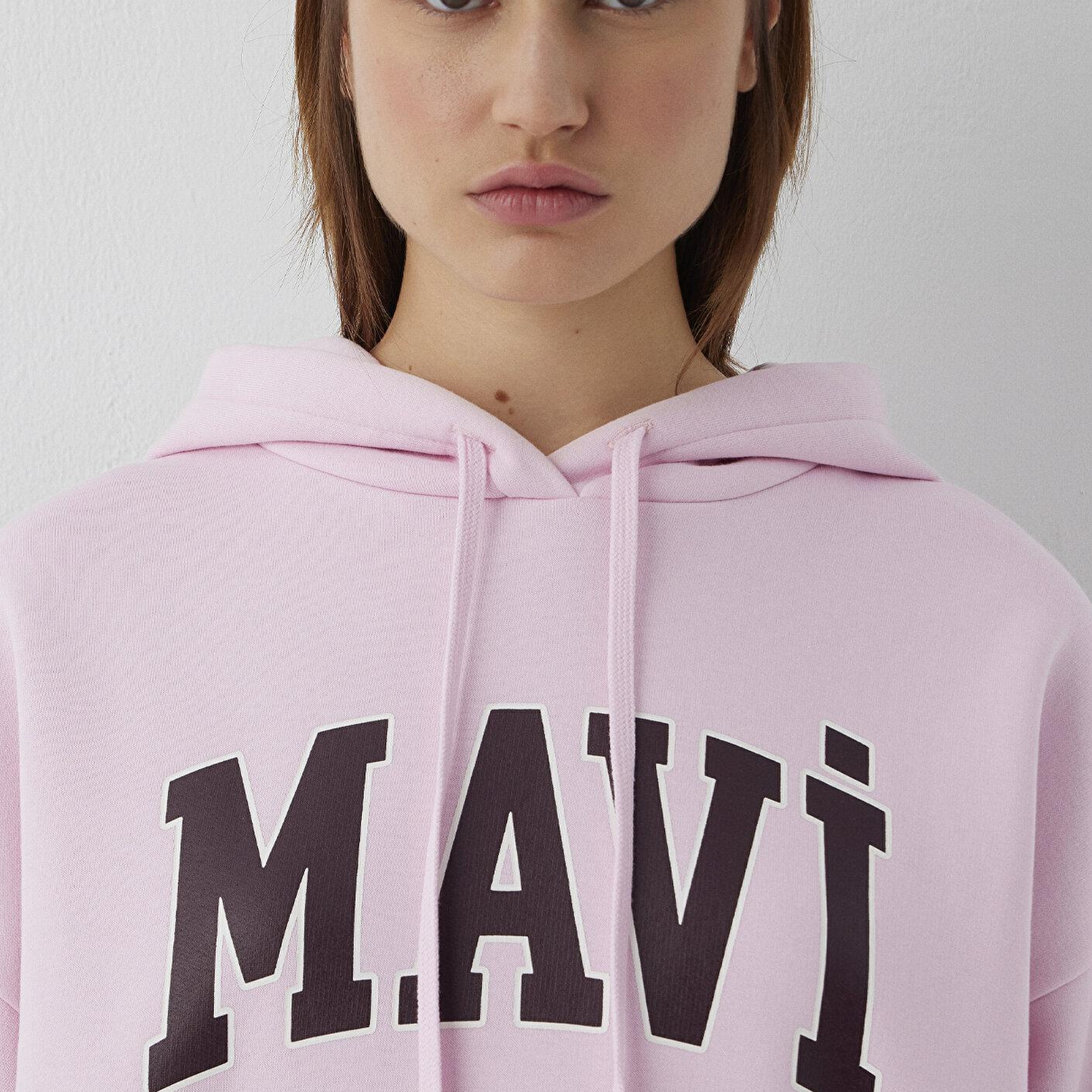 Mavi Mavi Logo Baskılı Kapüşonlu Pembe Sweatshirt 1600361-86959