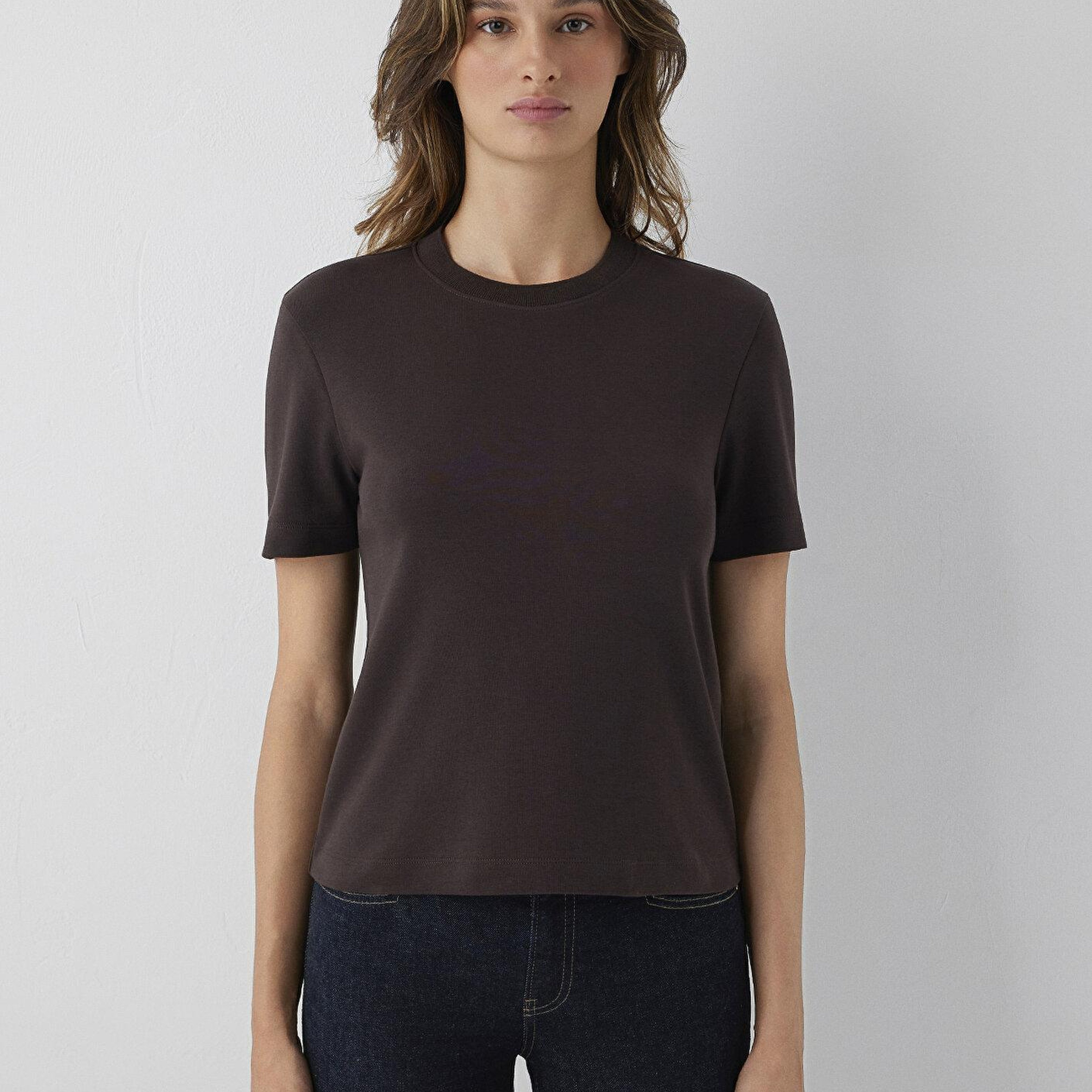 Mavi Kahverengi Basic Tişört Slim Fit / Dar Kesim 1614219-70240