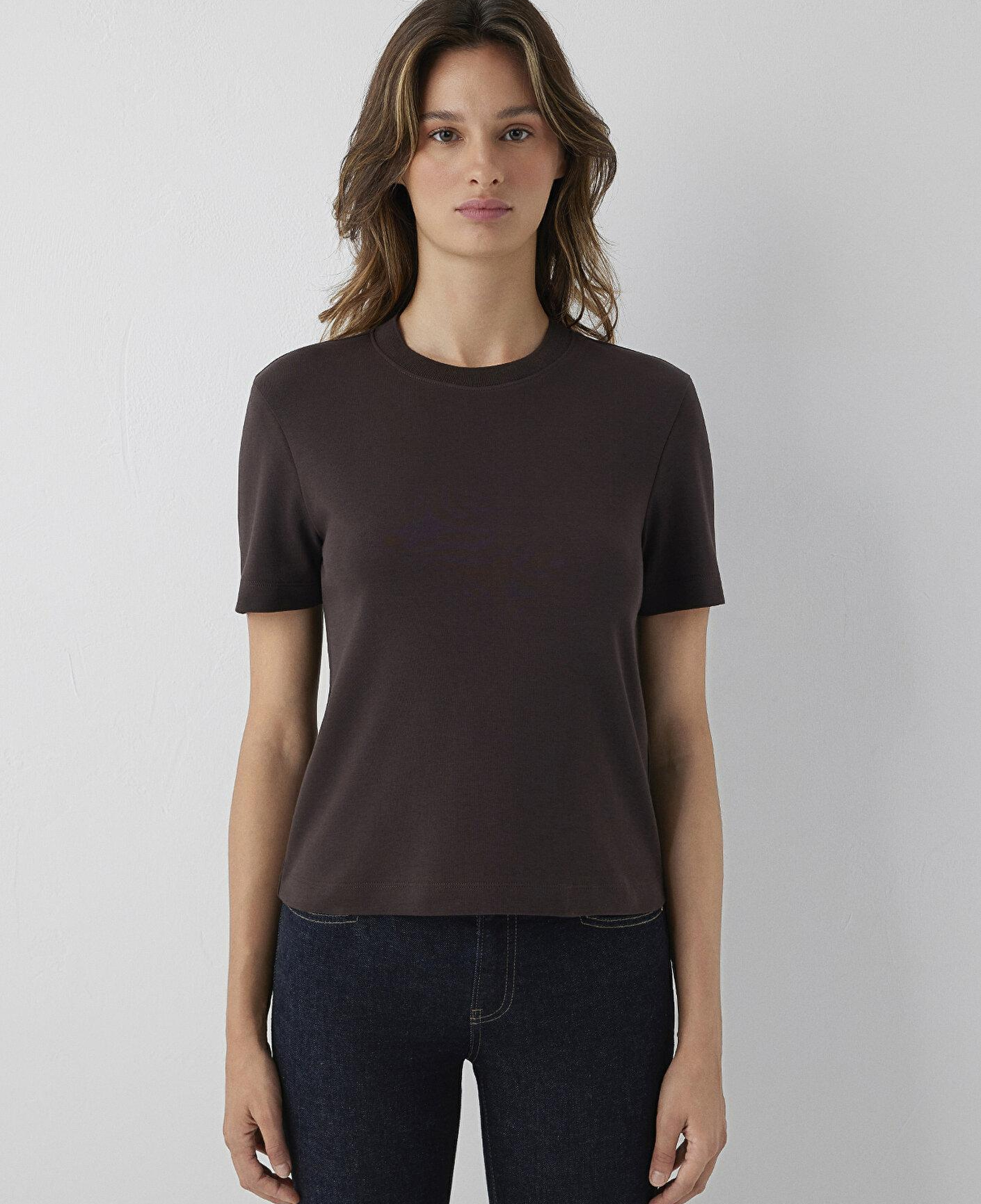 Mavi Kahverengi Basic Tişört Slim Fit / Dar Kesim 1614219-70240